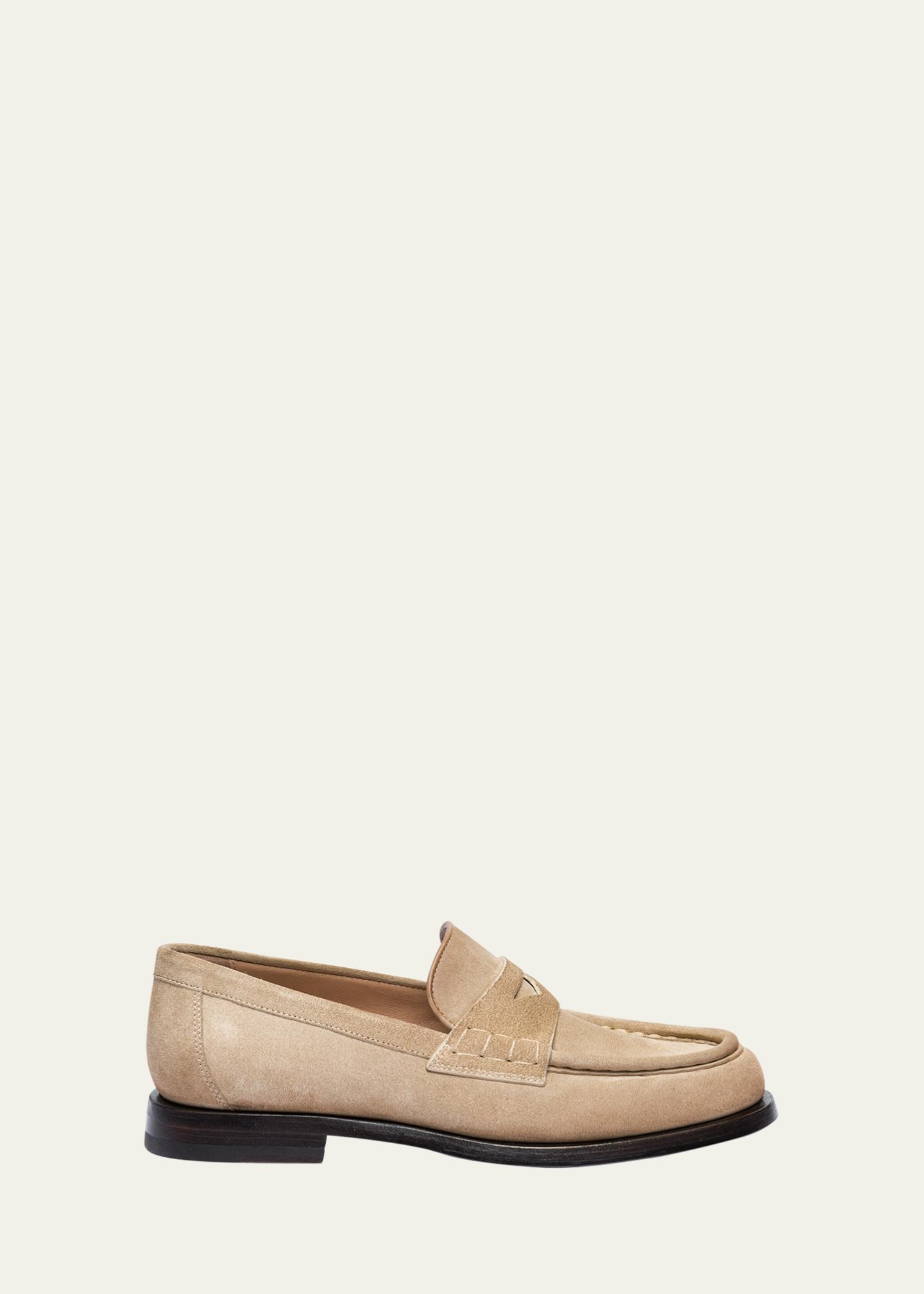 Santoni Brown Suede Slip-On Loafers with White Outsole Santoni - Malibu Brown Suede Loafer | Mitchell Stores main image 3