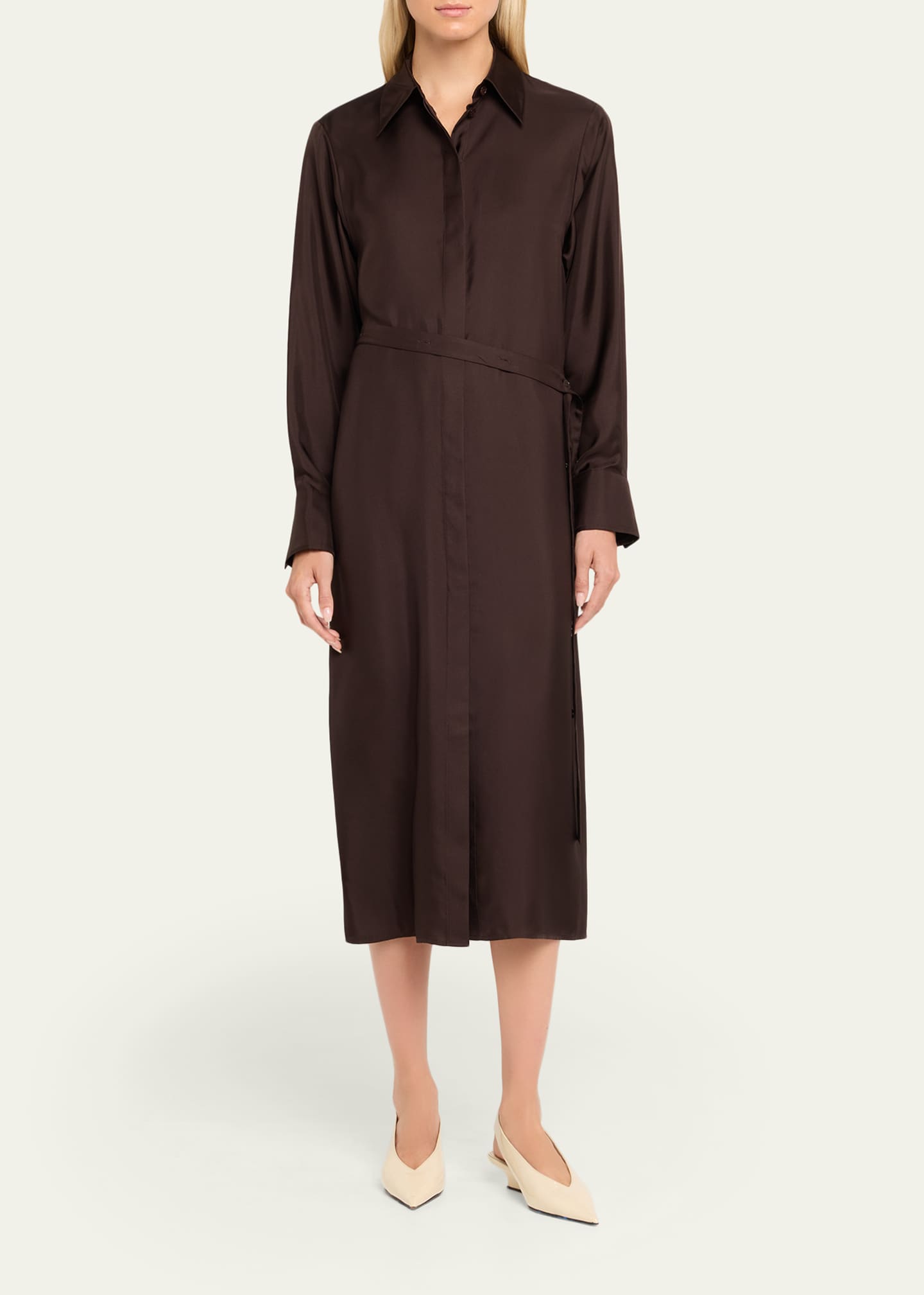 Long-Sleeve Deconstructed Silk Wrap Dress