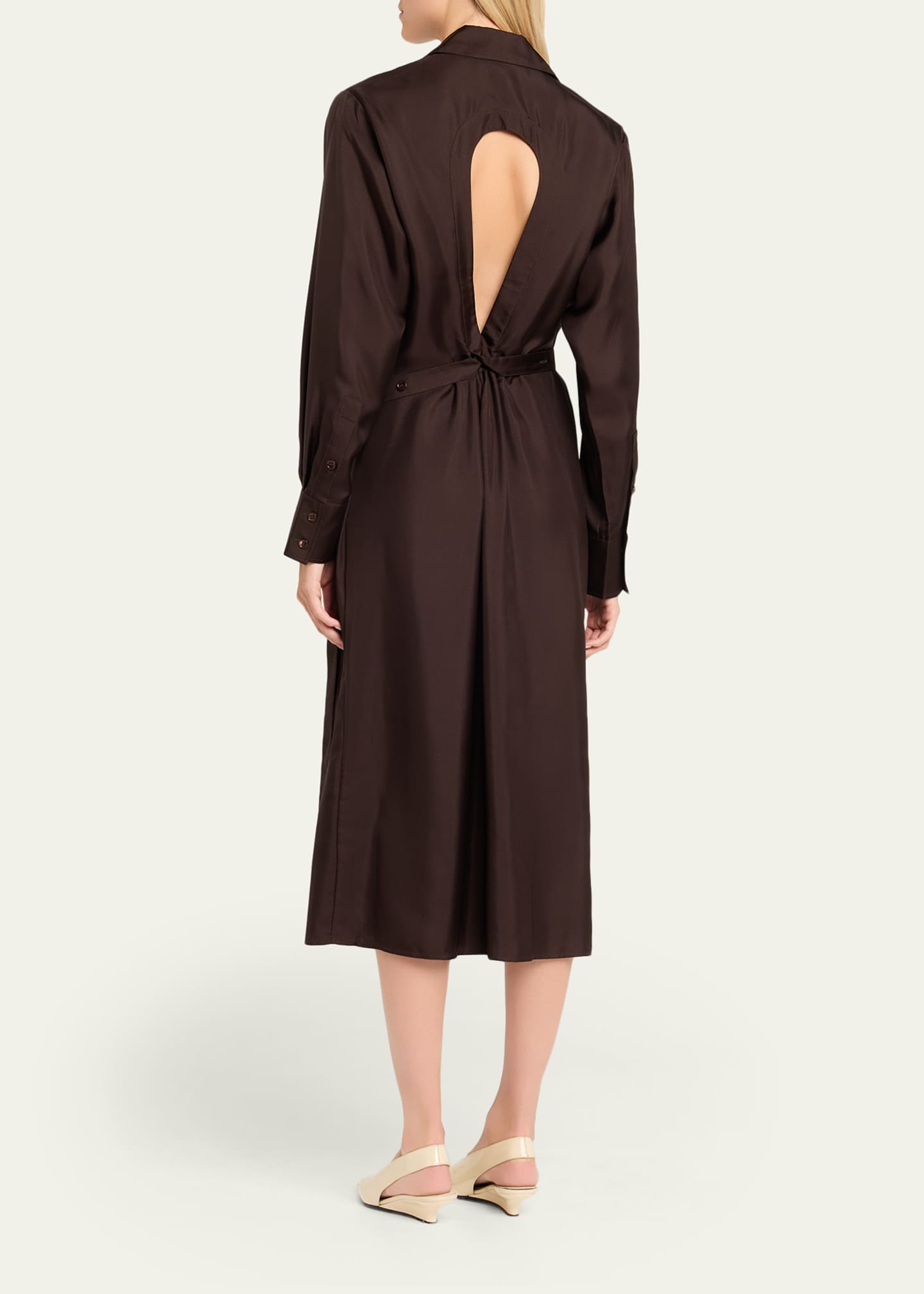 Long-Sleeve Deconstructed Silk Wrap Dress