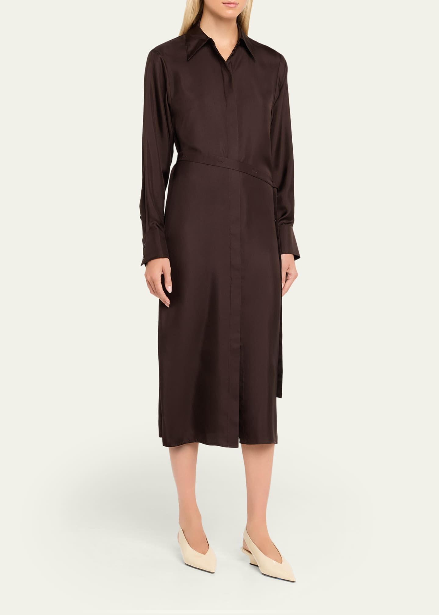 Long-Sleeve Deconstructed Silk Wrap Dress