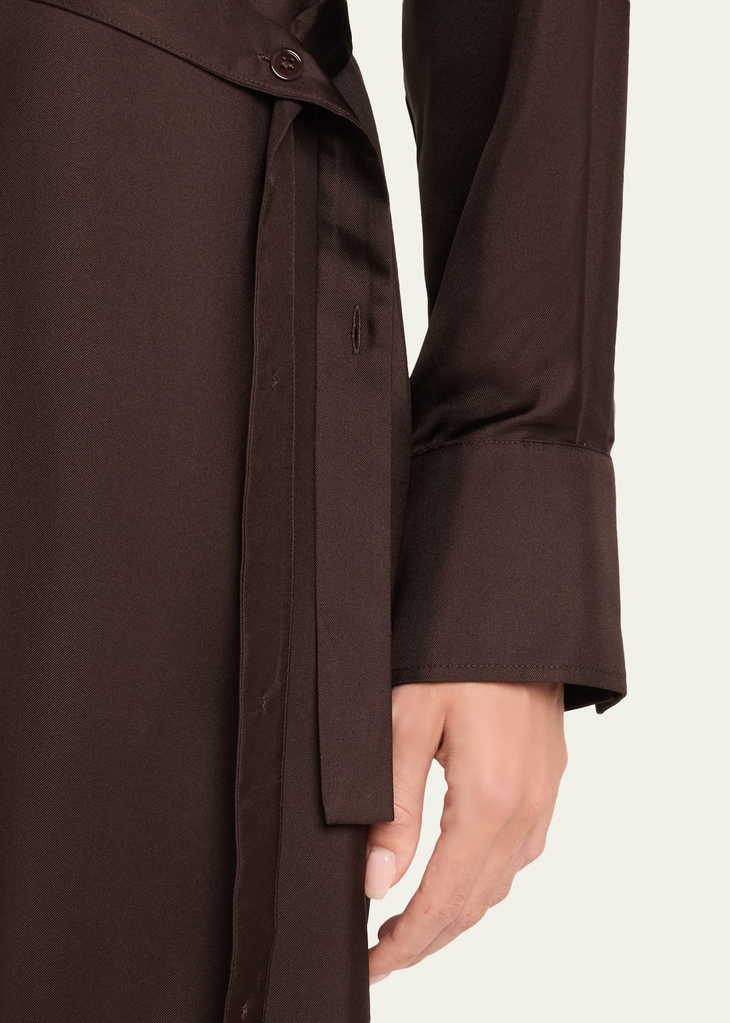 Long-Sleeve Deconstructed Silk Wrap Dress