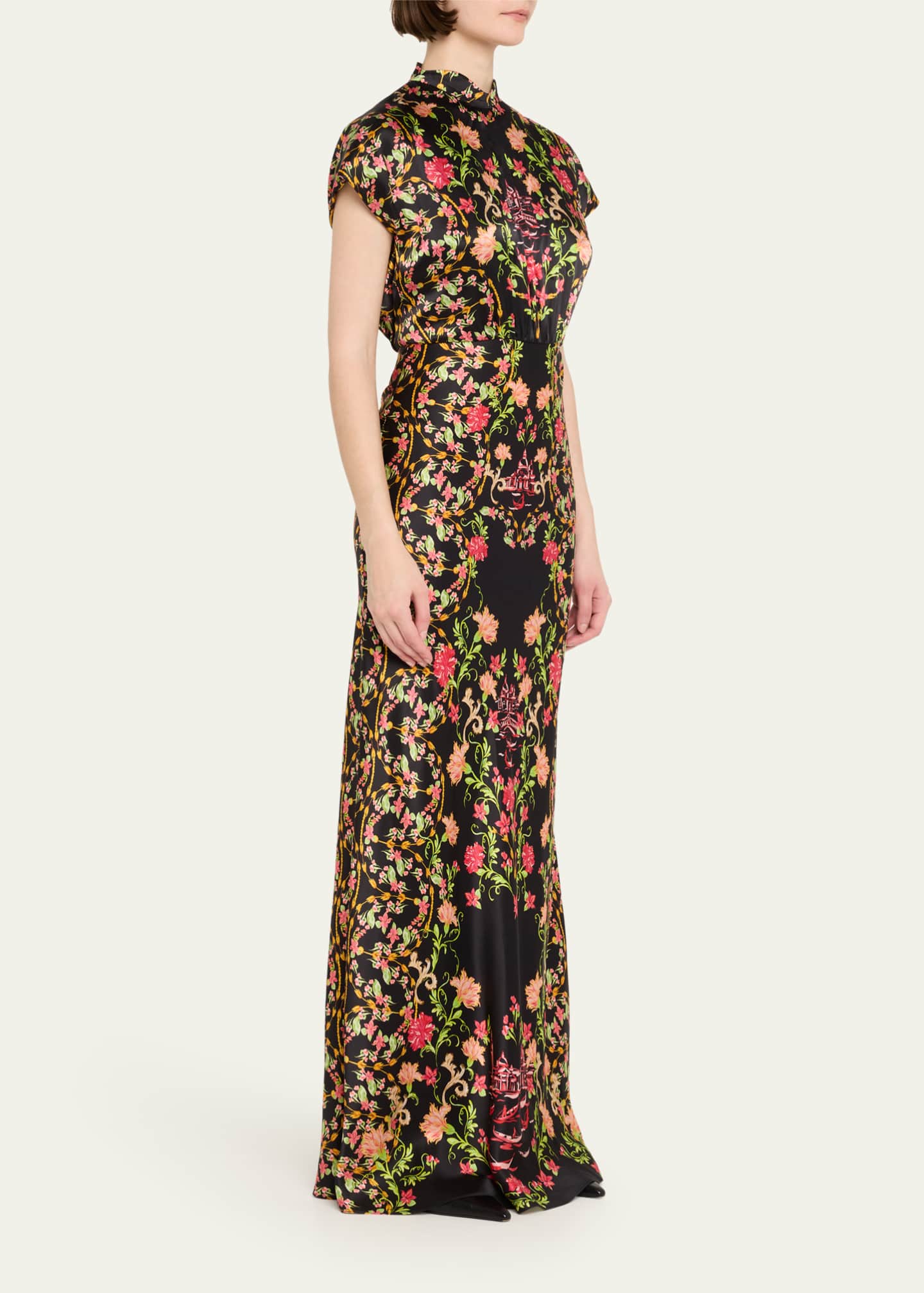 Saloni Fabienne Silk Long Dress Image 4 of 5