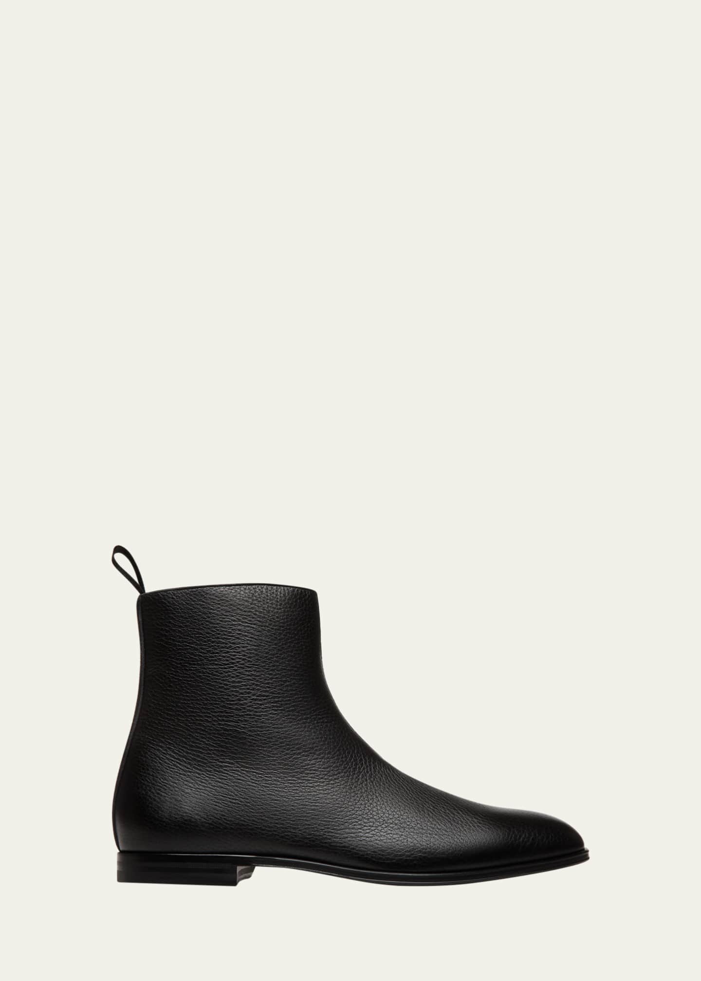 Bally Men's Wently Grainy Leather Side-Zip Ankle Boots Image 1 of 2