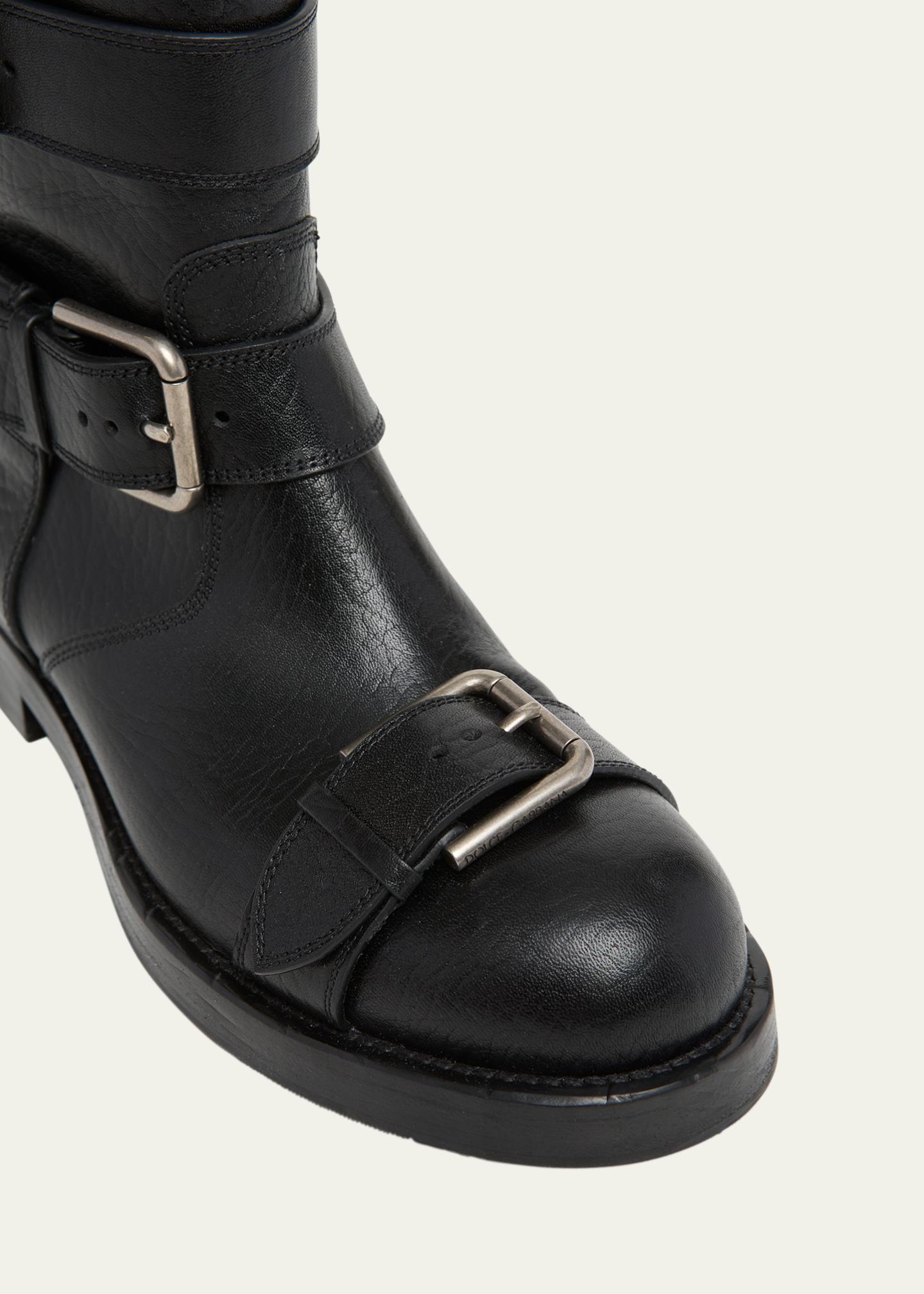 Dolce&Gabbana Leather Buckle Ankle Boots - Bergdorf Goodman
