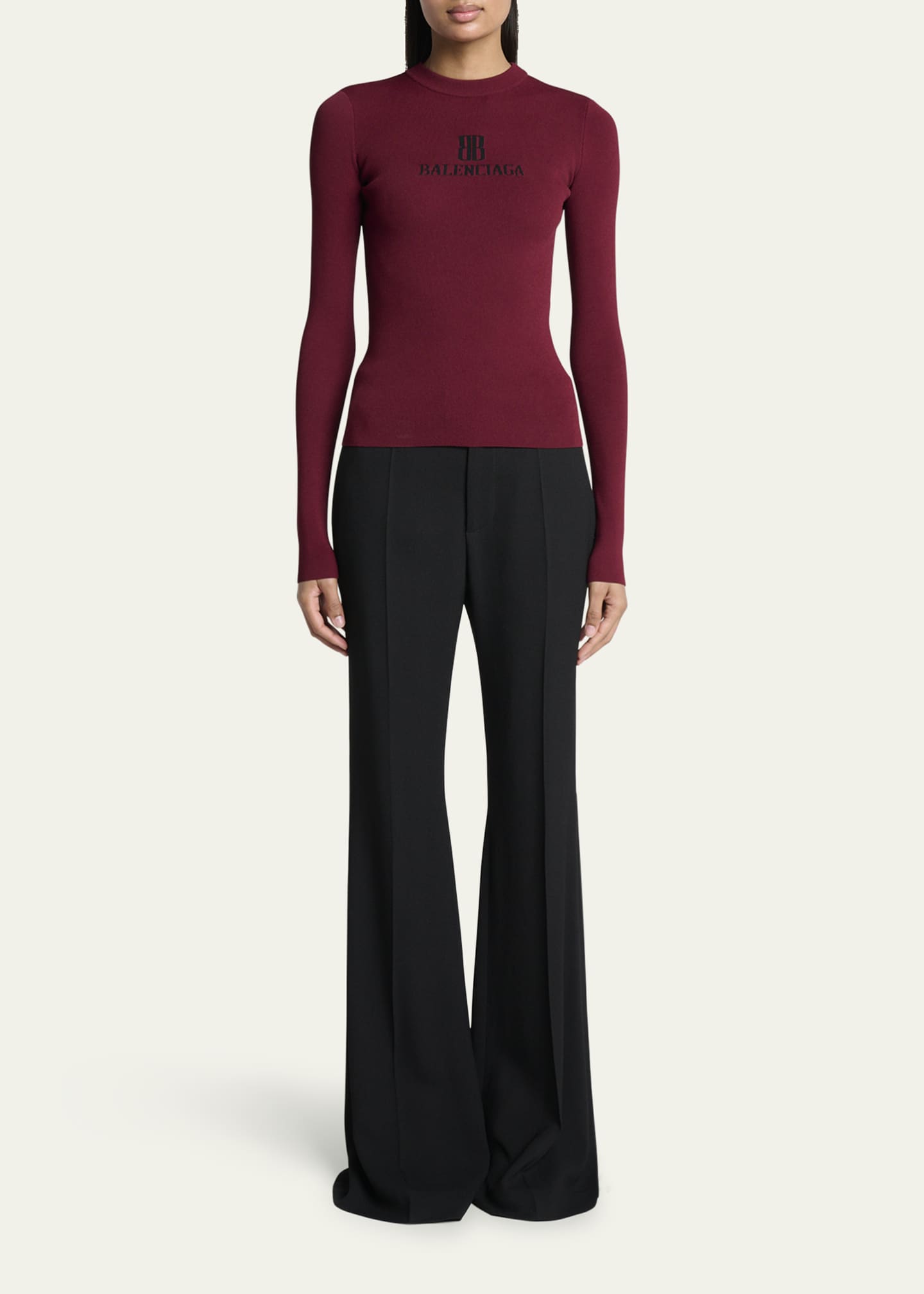 BB Logo Long-Sleeve Rib Sweater