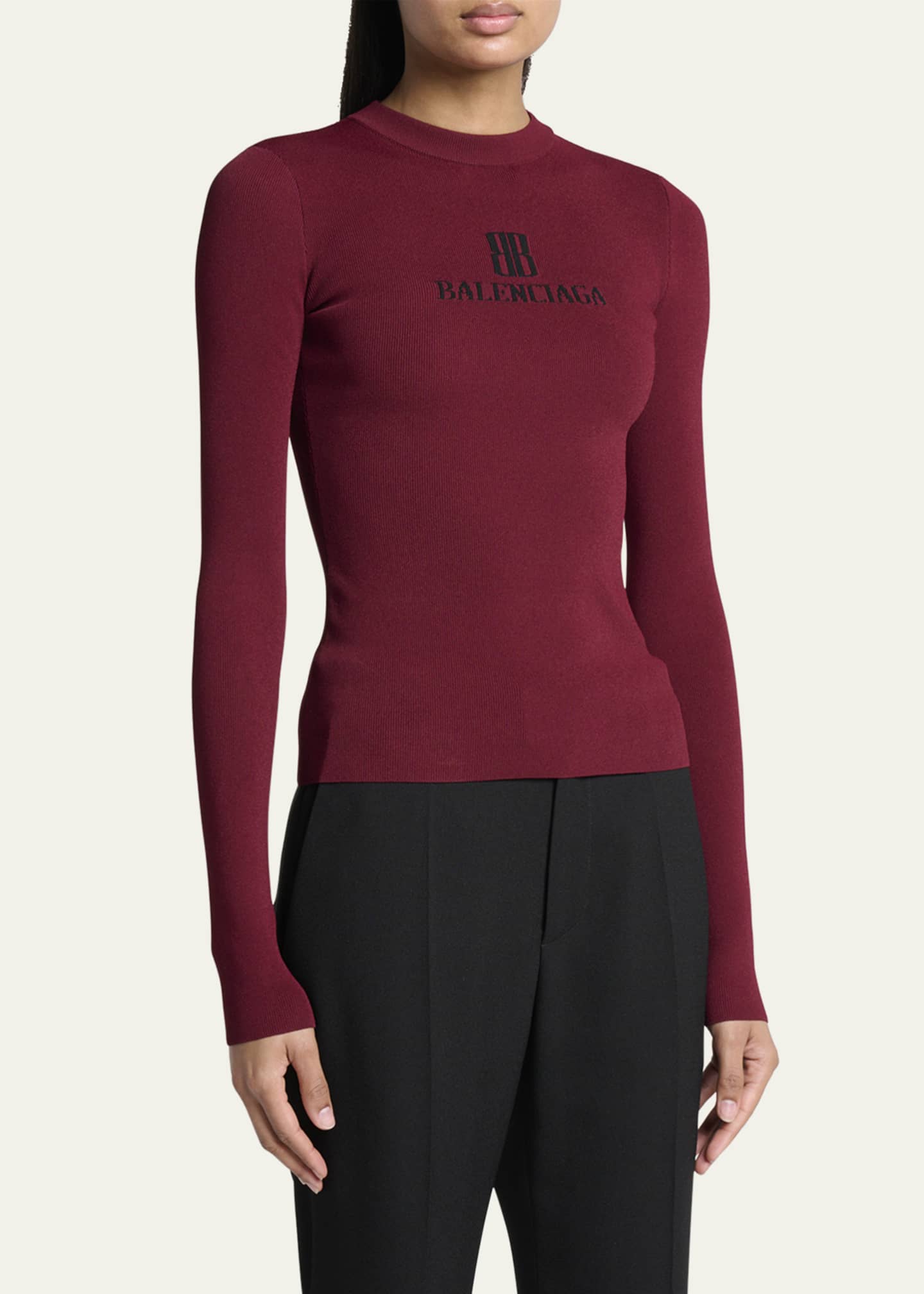 BB Logo Long-Sleeve Rib Sweater