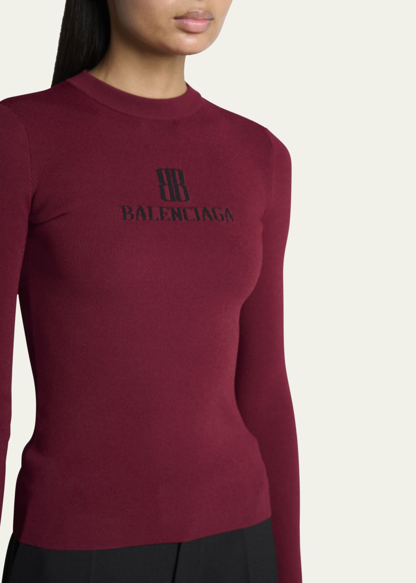 BB Logo Long-Sleeve Rib Sweater