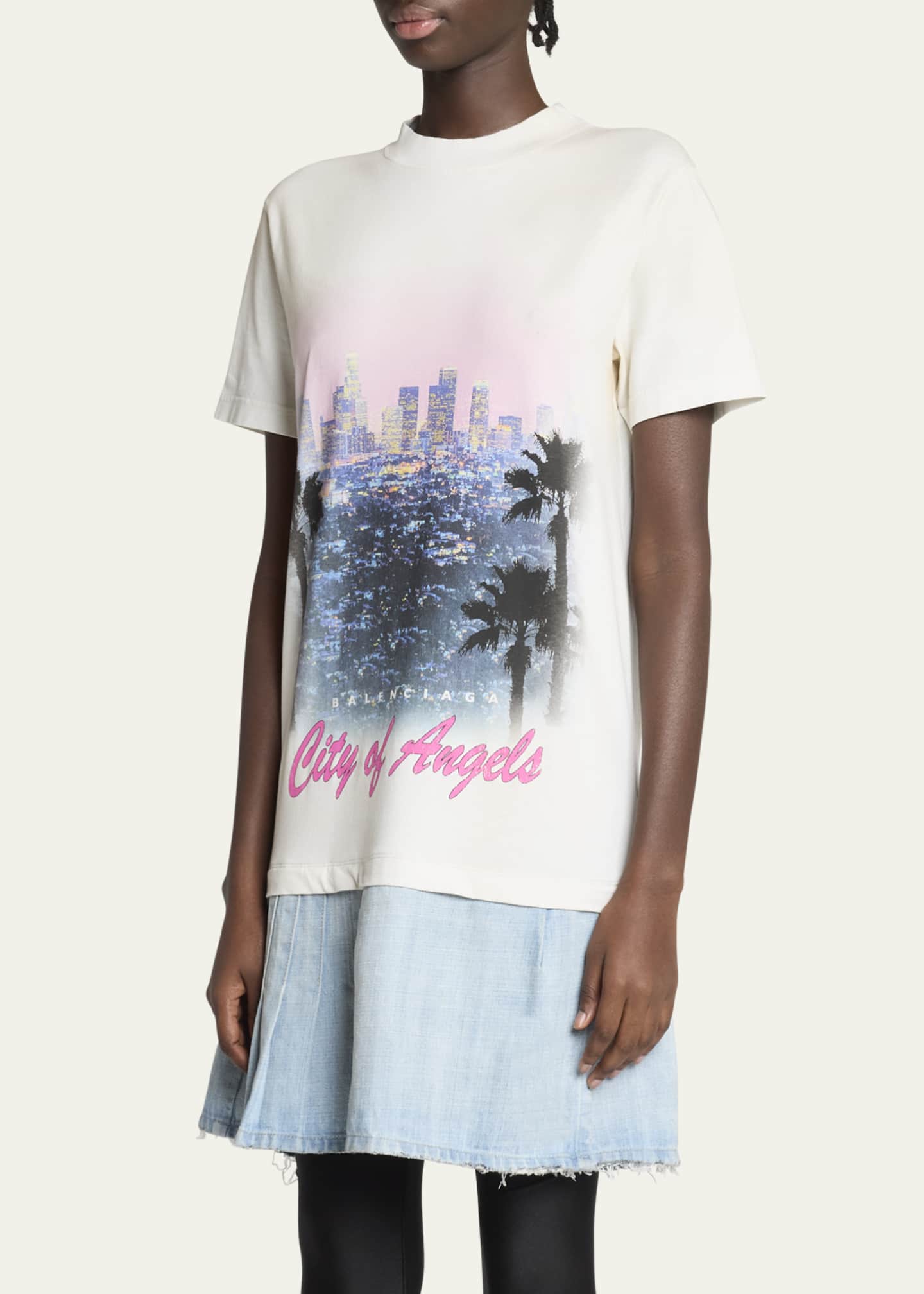 [BALENCIAGA]Planet Earth Layered T-shirt Dress Tシャツドレス Balenciaga Layered Mini Graphic T-Shirt Dress - Bergdorf Goodman