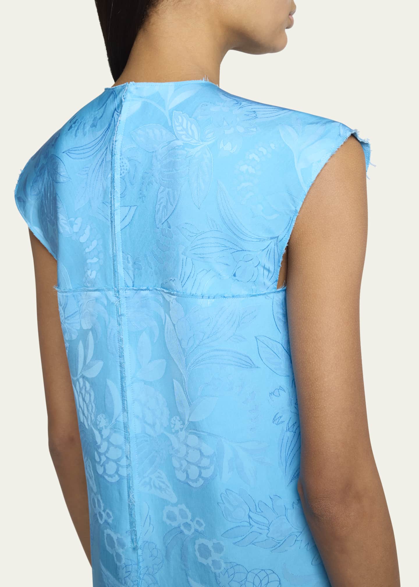 Balenciaga Floral Satin Jacquard Sleeveless Ankle Dress Image 5 of 5