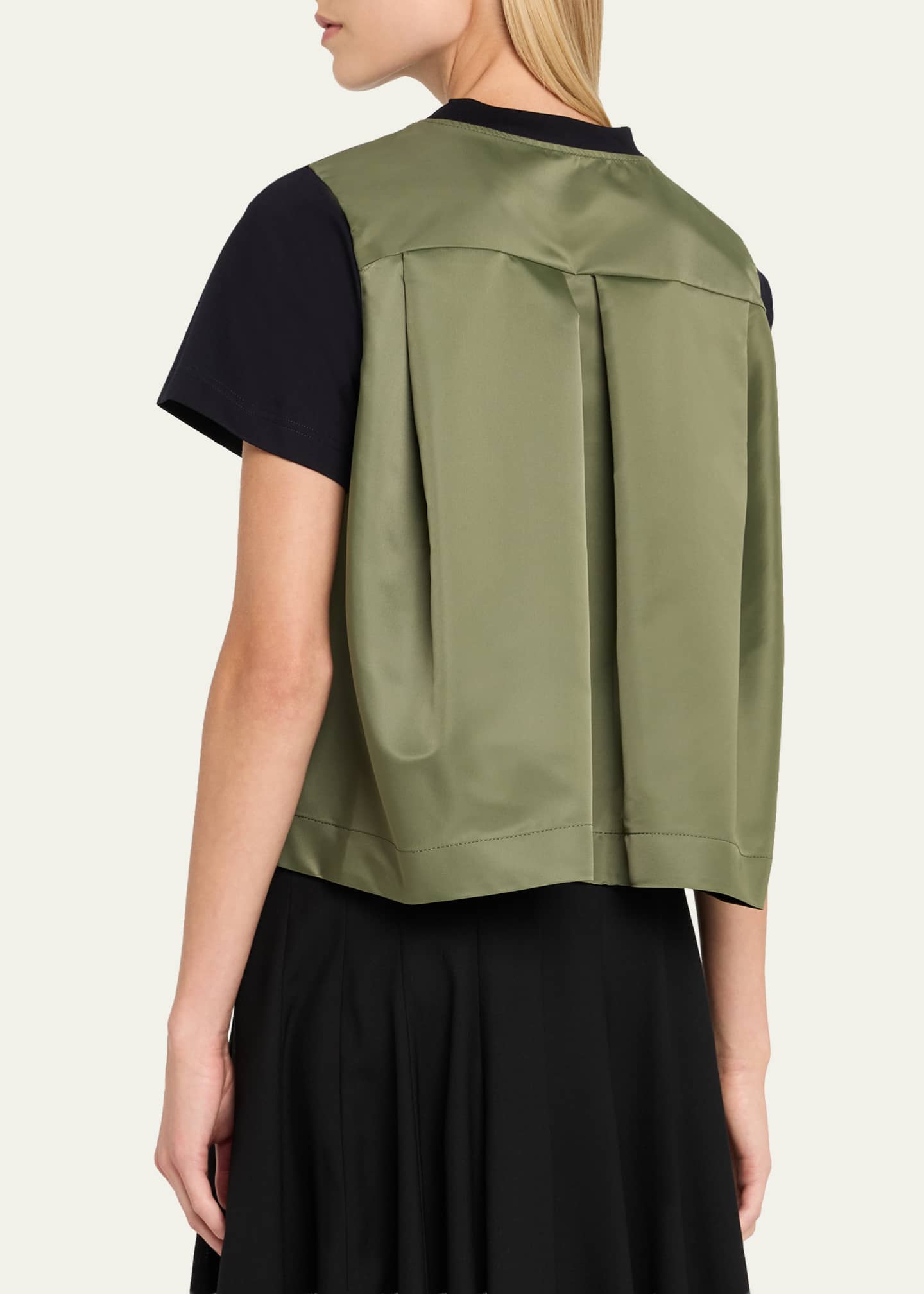 SACAI Short-Sleeve Nylon Cotton T-Shirt - Bergdorf Goodman