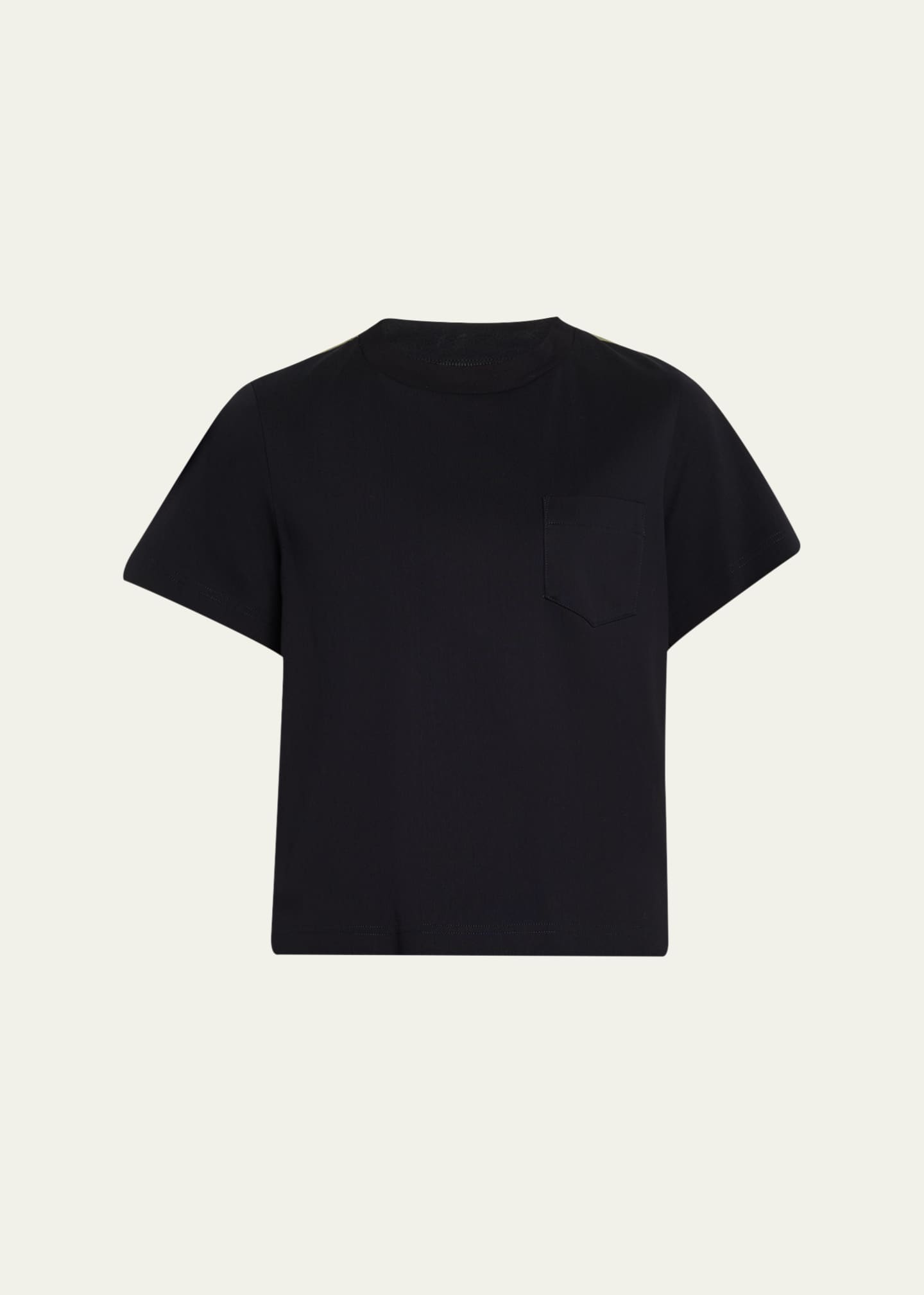 トップス sacai memory short sleeve tee black SACAI Short-Sleeve Nylon Cotton T-Shirt - Bergdorf Goodman