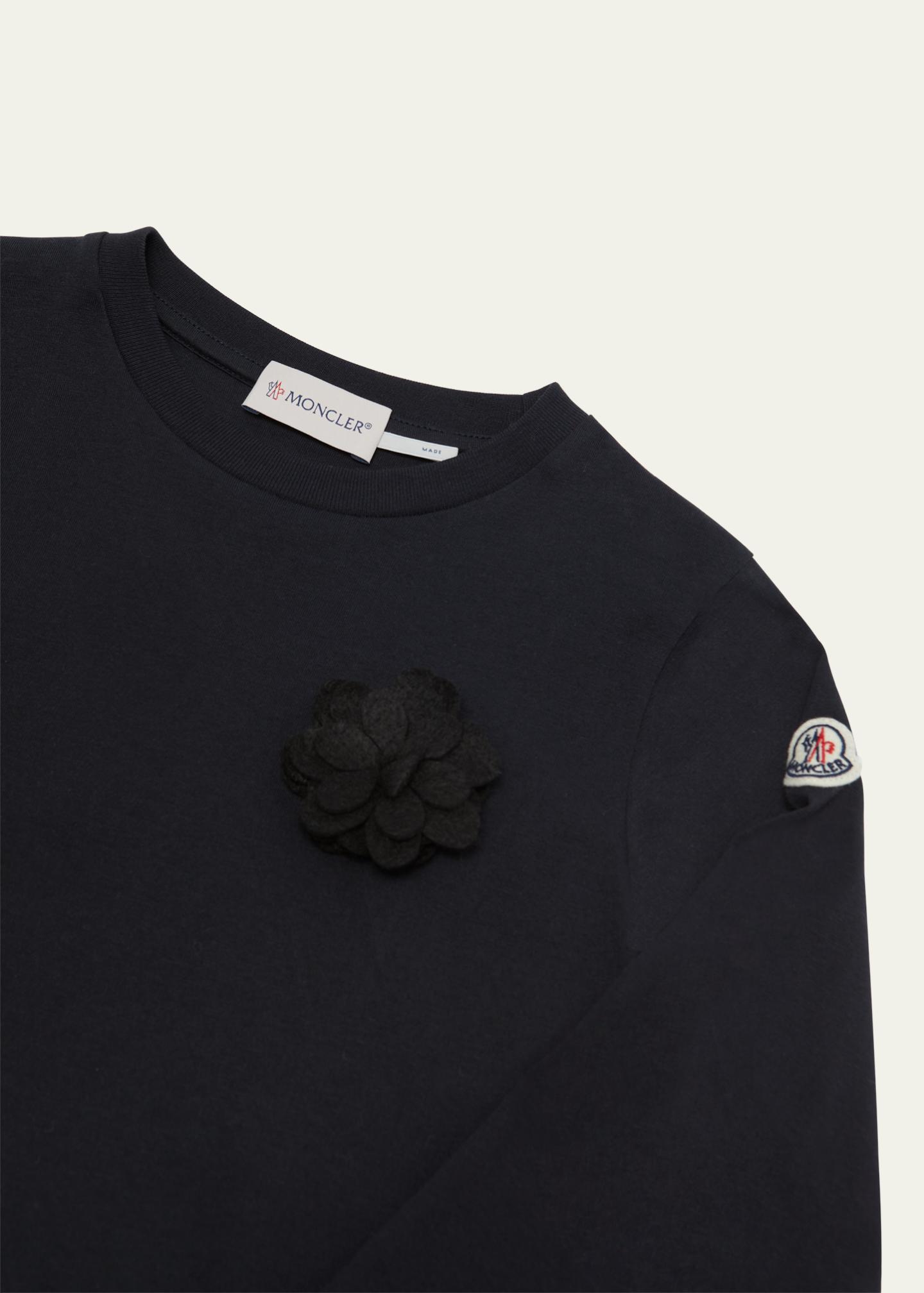 Moncler Girl's 3D Flower Long-Sleeve T-Shirt, Size 12-14