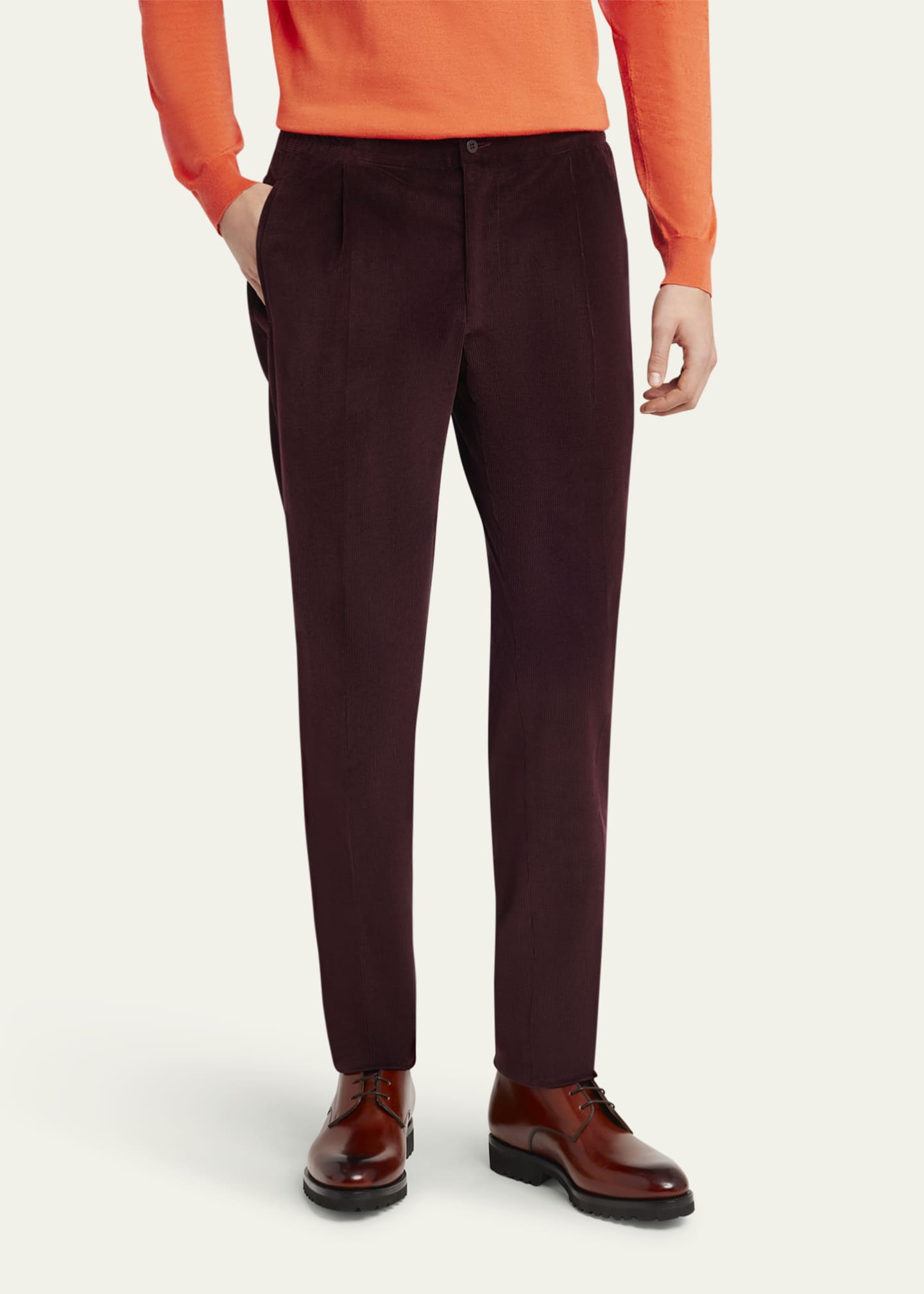 Kiton Men's Corduroy Slim Single-Pleated Pants - Bergdorf Goodman