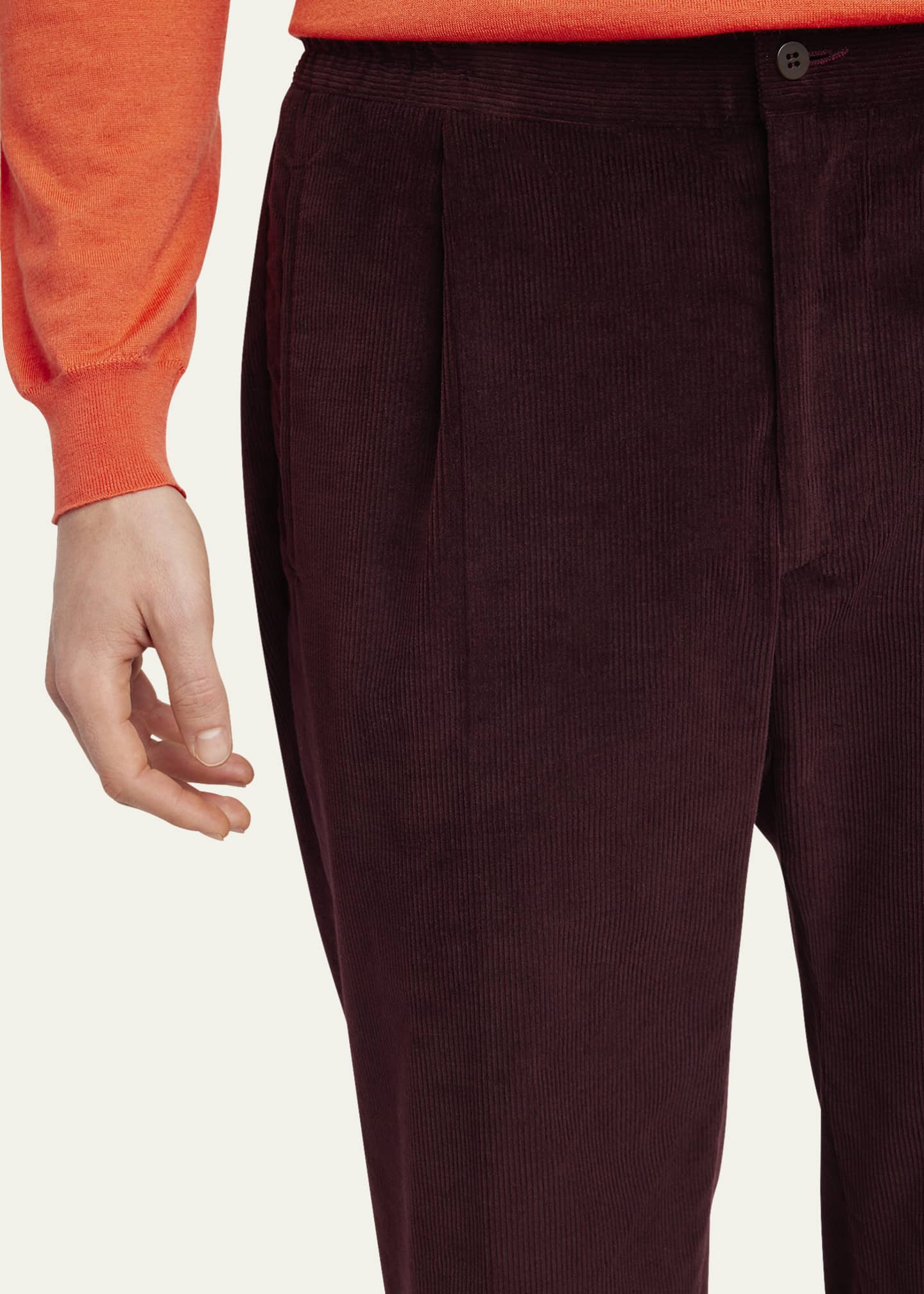 Kiton Men's Corduroy Slim Single-Pleated Pants - Bergdorf Goodman