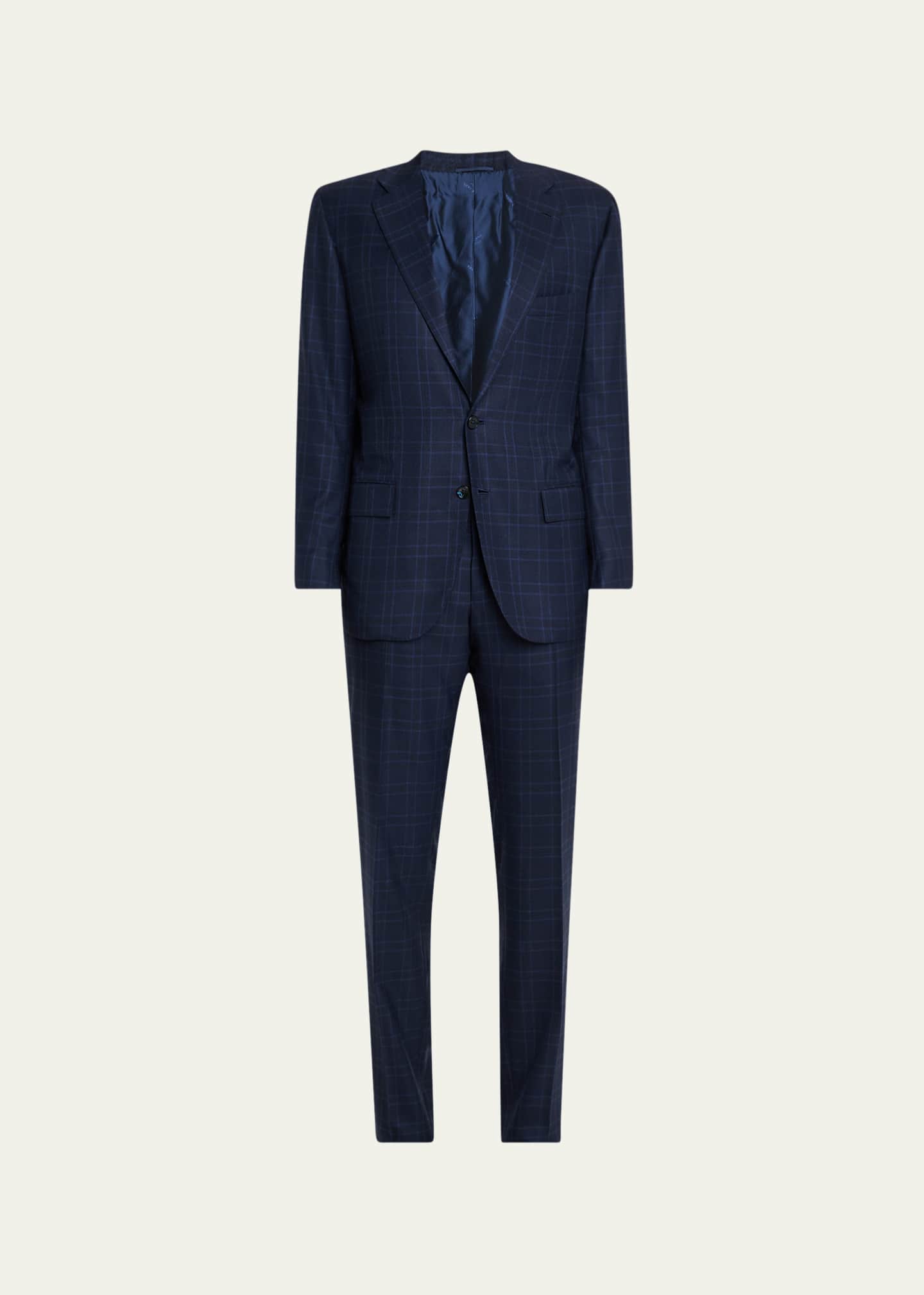 Kiton Men's Tonal Plaid Cashmere Two-Piece Suit Image 1 of 8