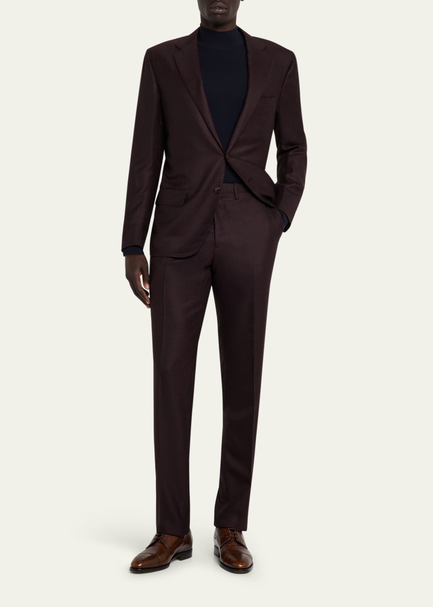 Kiton Men's Cashmere Plaid Modern Fit Two-Piece Suit Image 2 of 8
