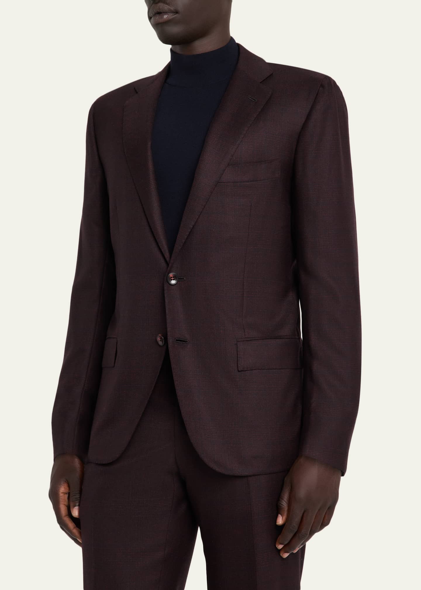 Kiton Men's Cashmere Plaid Modern Fit Two-Piece Suit Image 4 of 8