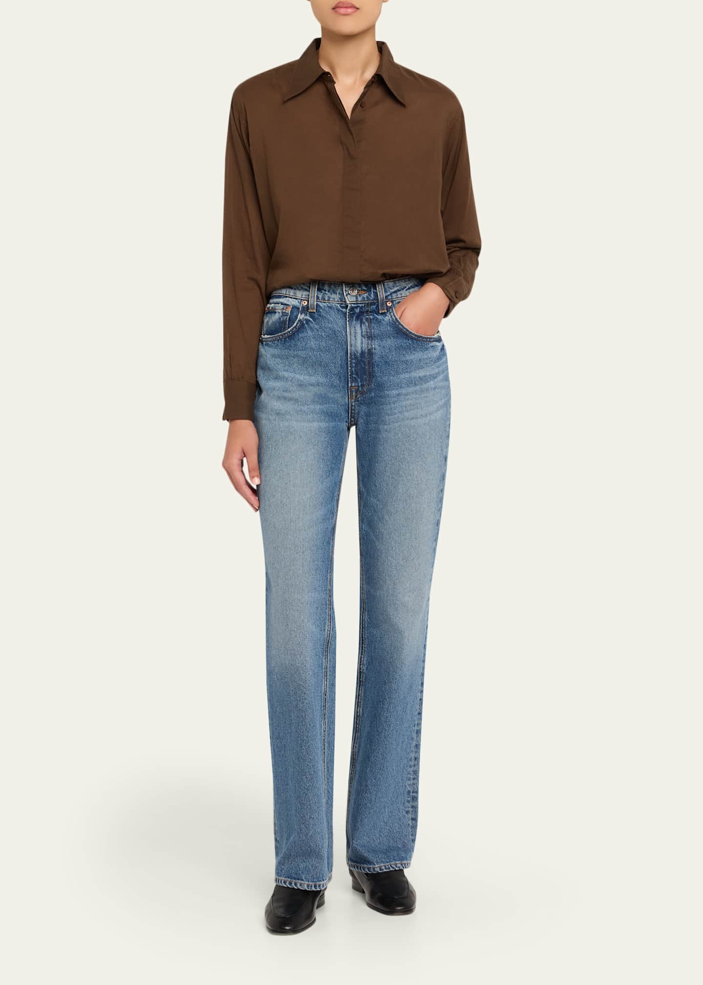 Officine Generale Augustine Long-Sleeve Cotton Voile Shirt Image 2 of 5