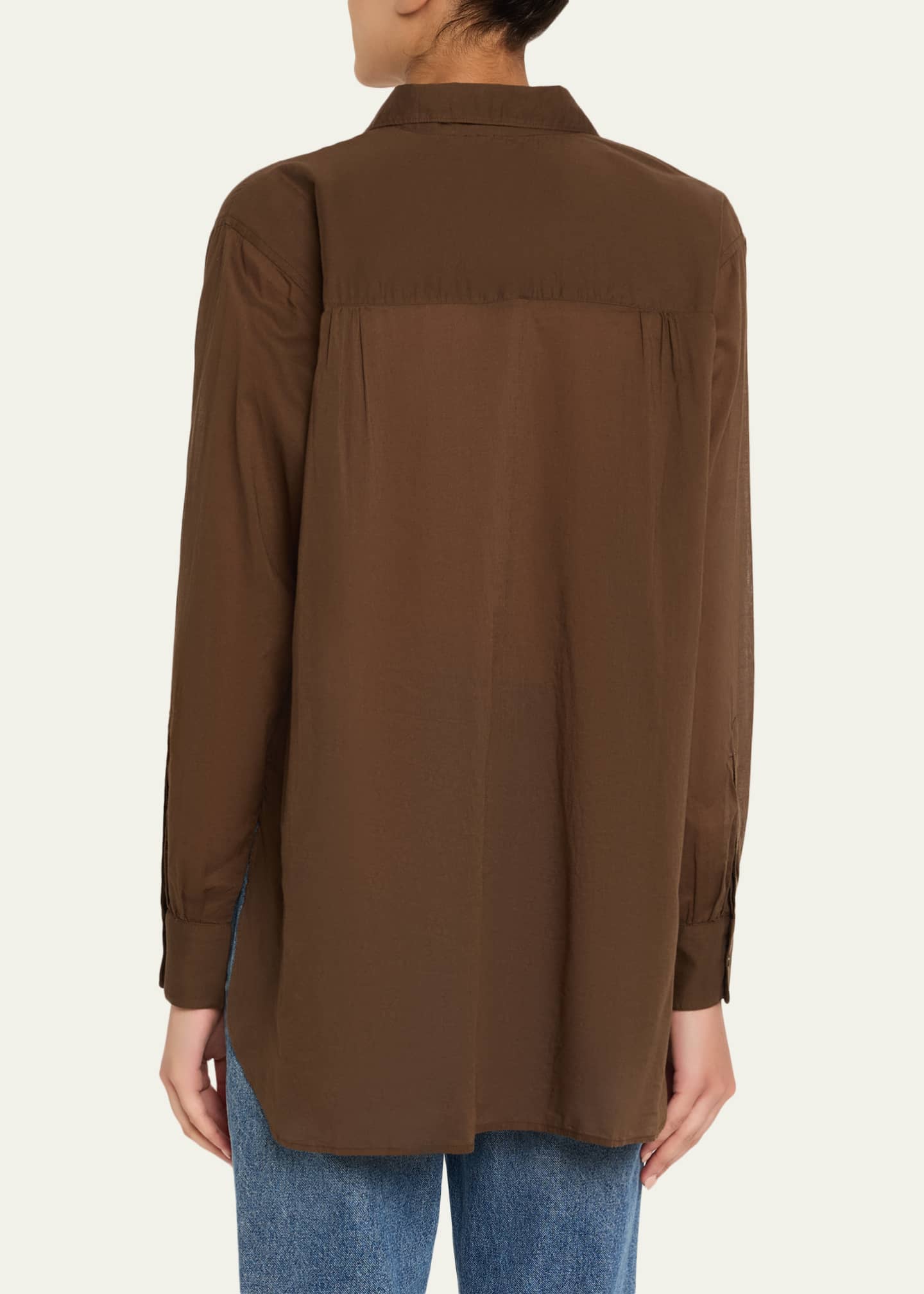 Officine Generale Augustine Long-Sleeve Cotton Voile Shirt Image 3 of 5