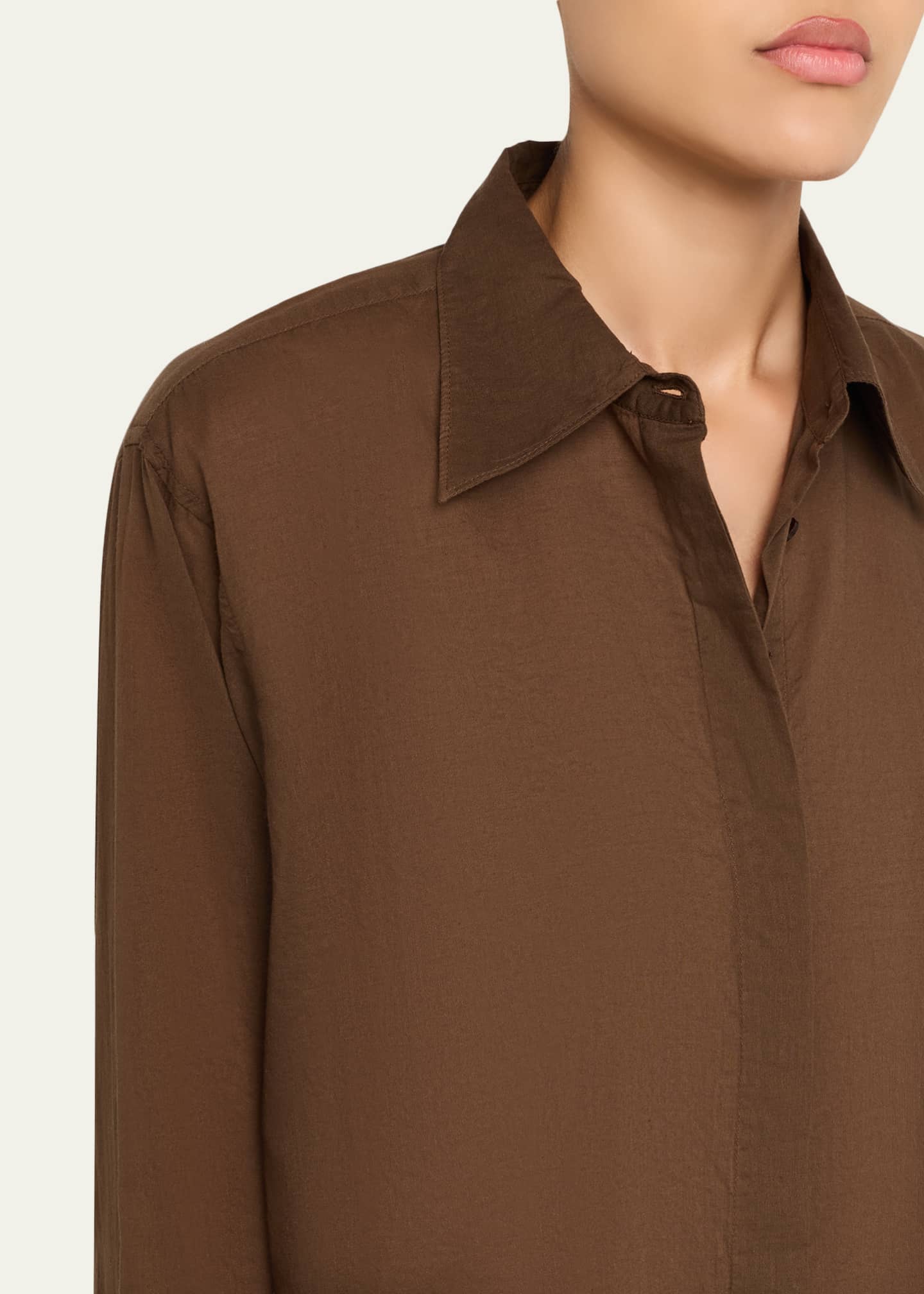 Officine Generale Augustine Long-Sleeve Cotton Voile Shirt Image 5 of 5