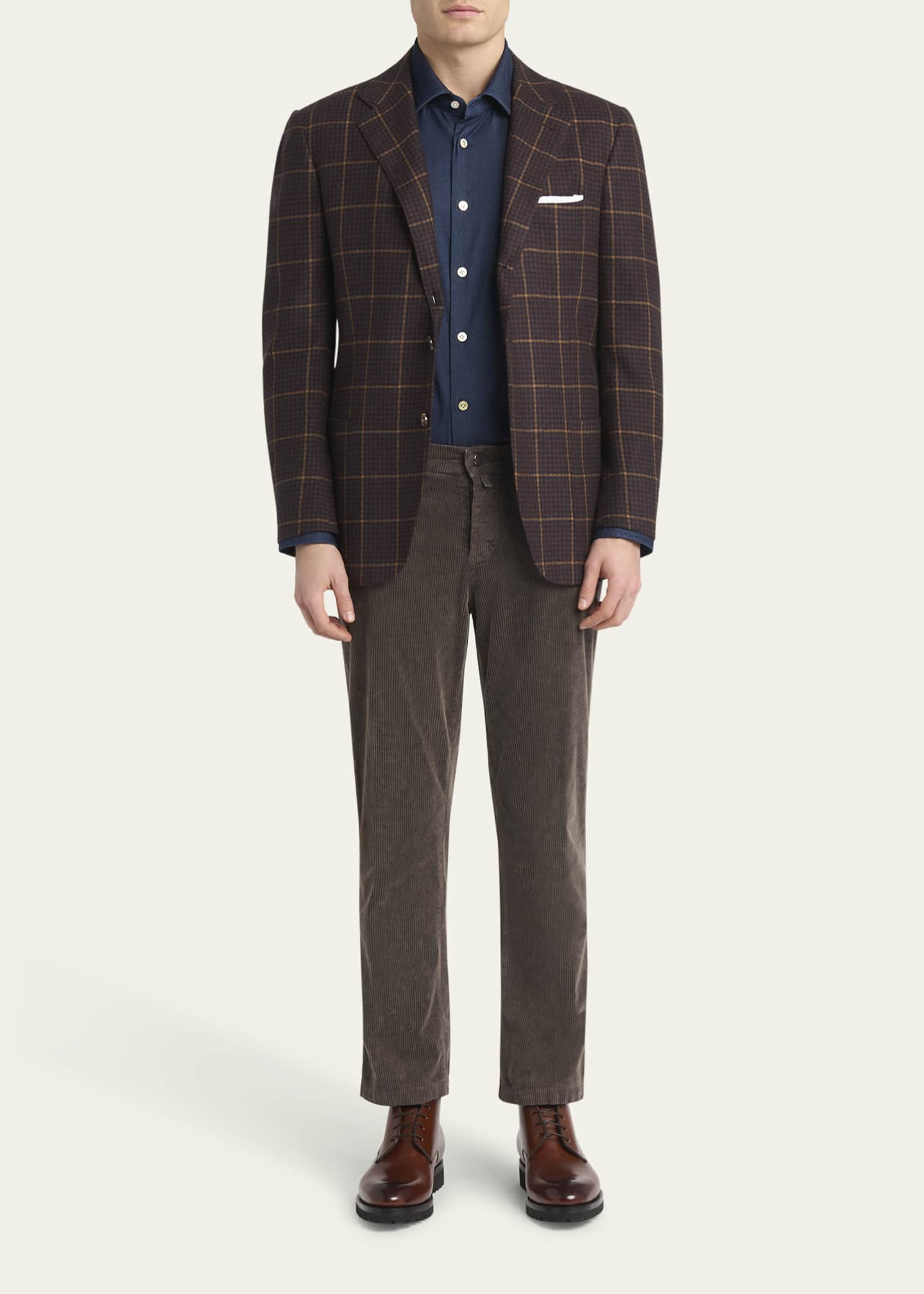 Kiton Men's Cashmere Windowpane Check Single-Breasted Sport Coat Image 2 of 8
