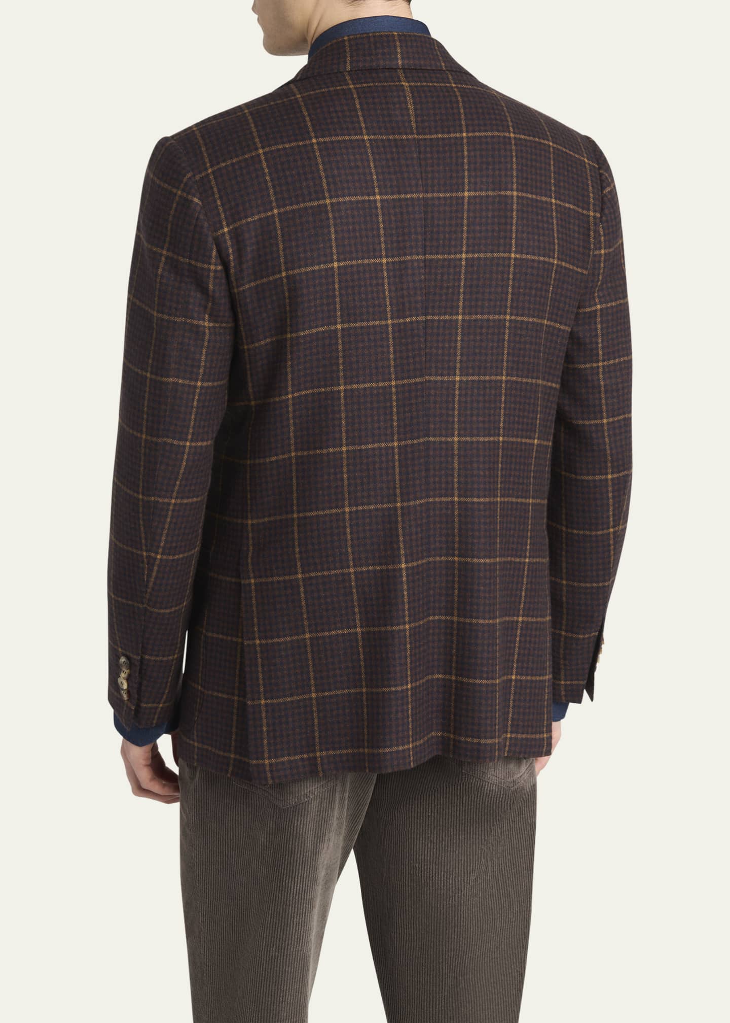 Kiton Men's Cashmere Windowpane Check Single-Breasted Sport Coat Image 3 of 8