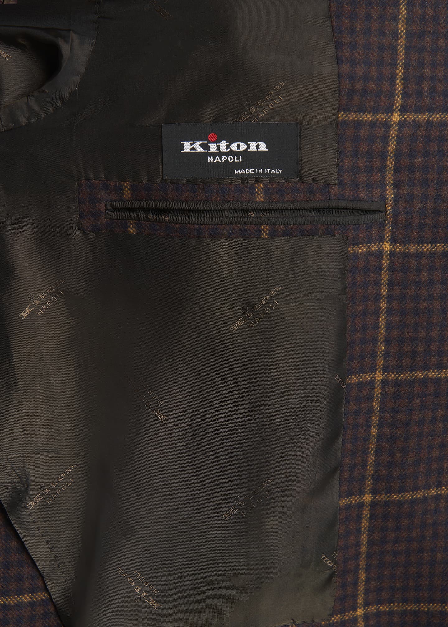 Kiton Men's Cashmere Windowpane Check Single-Breasted Sport Coat Image 6 of 8
