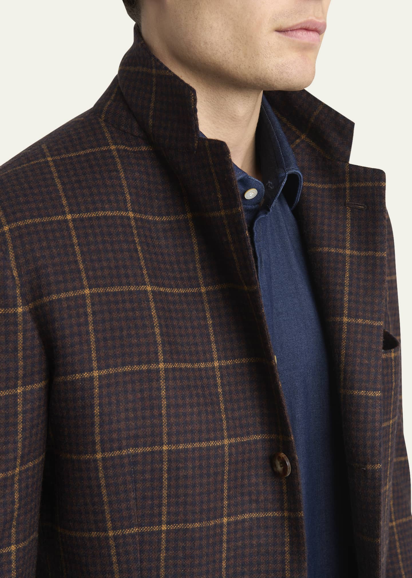 Kiton Men's Cashmere Windowpane Check Single-Breasted Sport Coat Image 7 of 8