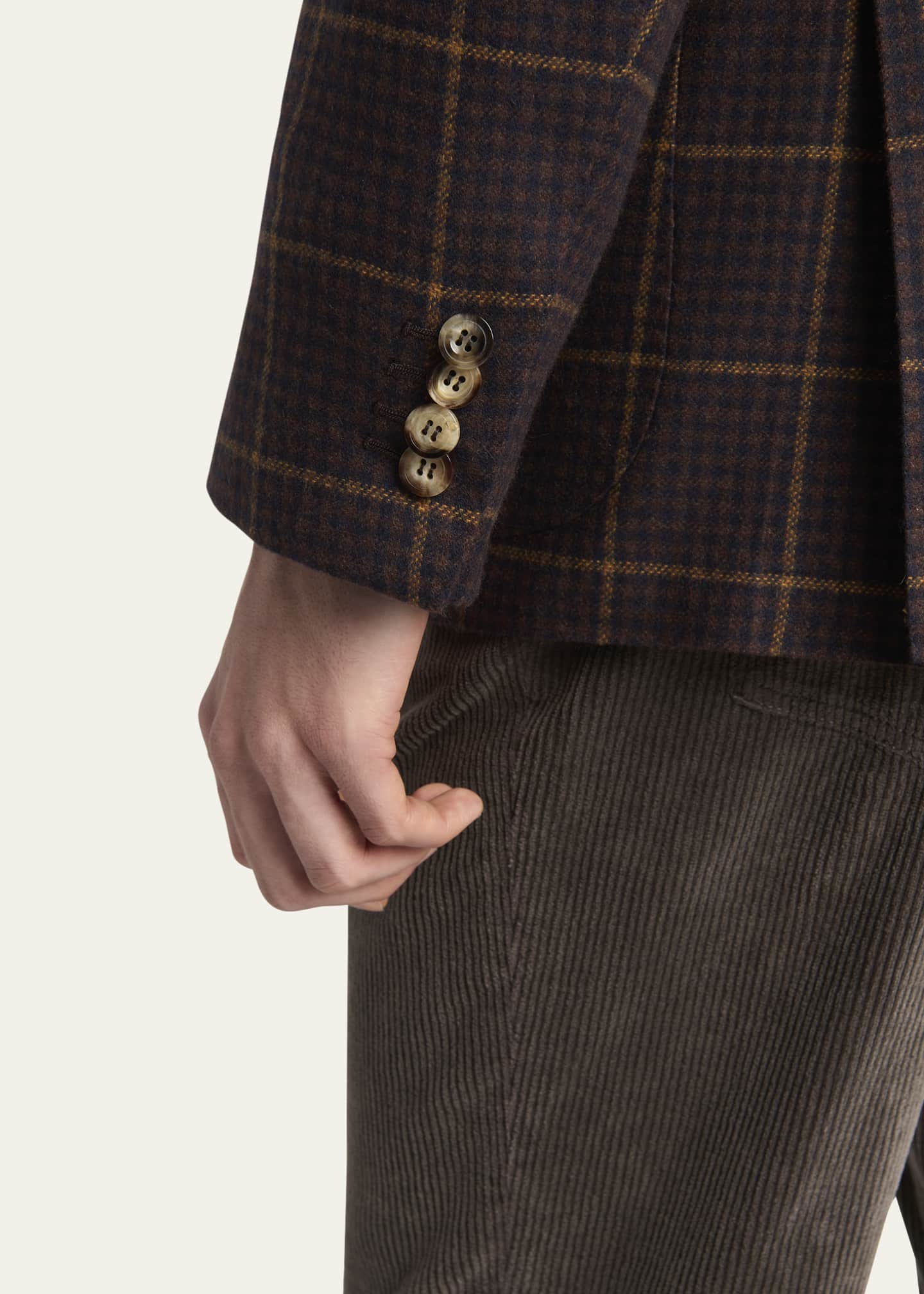 Kiton Men's Cashmere Windowpane Check Single-Breasted Sport Coat Image 8 of 8