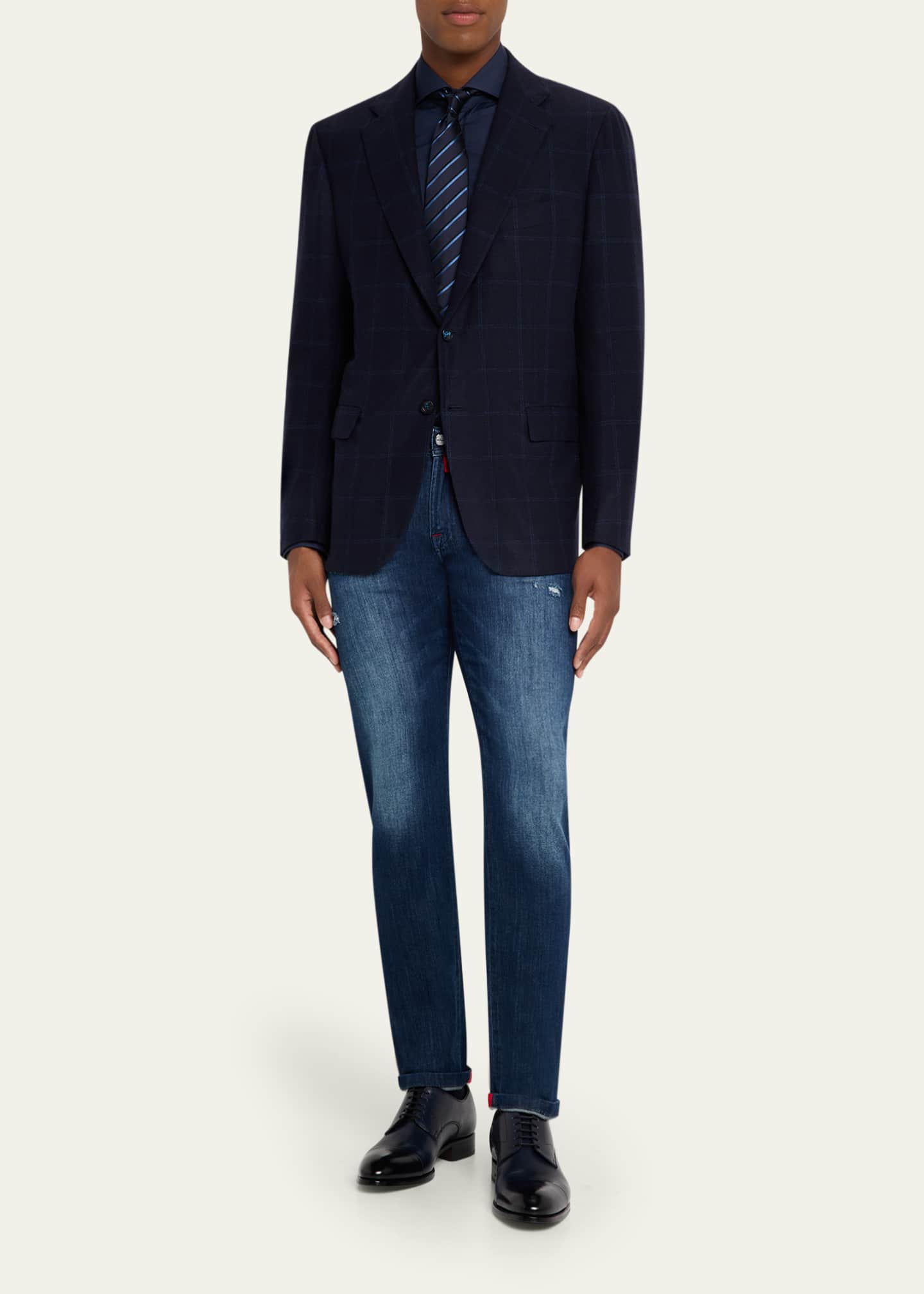 Kiton Men's Cashmere Windowpane Plaid Sport Coat Image 2 of 8