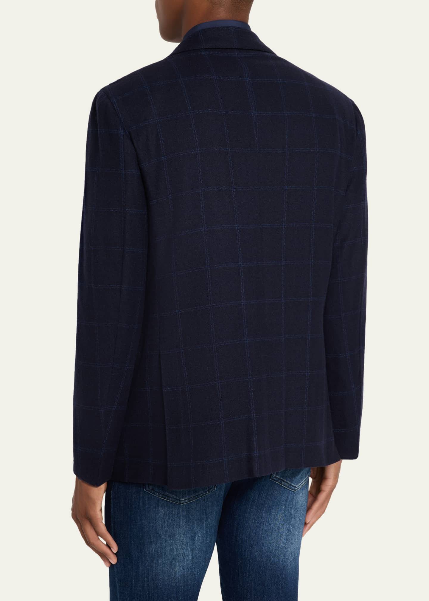 Kiton Men's Cashmere Windowpane Plaid Sport Coat Image 3 of 8