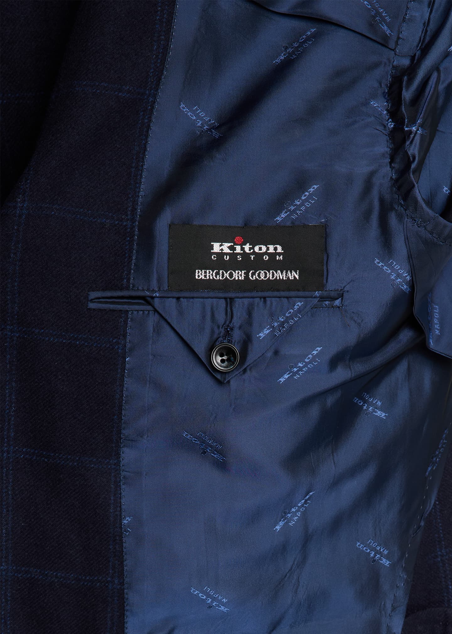 Kiton Men's Cashmere Windowpane Plaid Sport Coat Image 6 of 8
