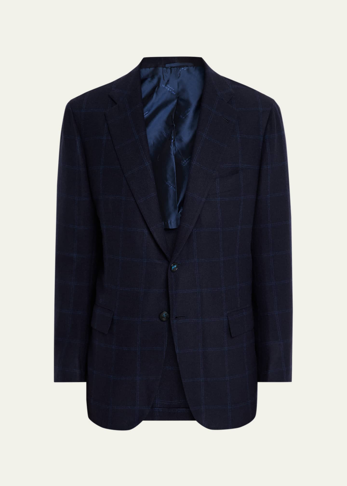 Kiton Men's Cashmere Windowpane Plaid Sport Coat Image 1 of 8