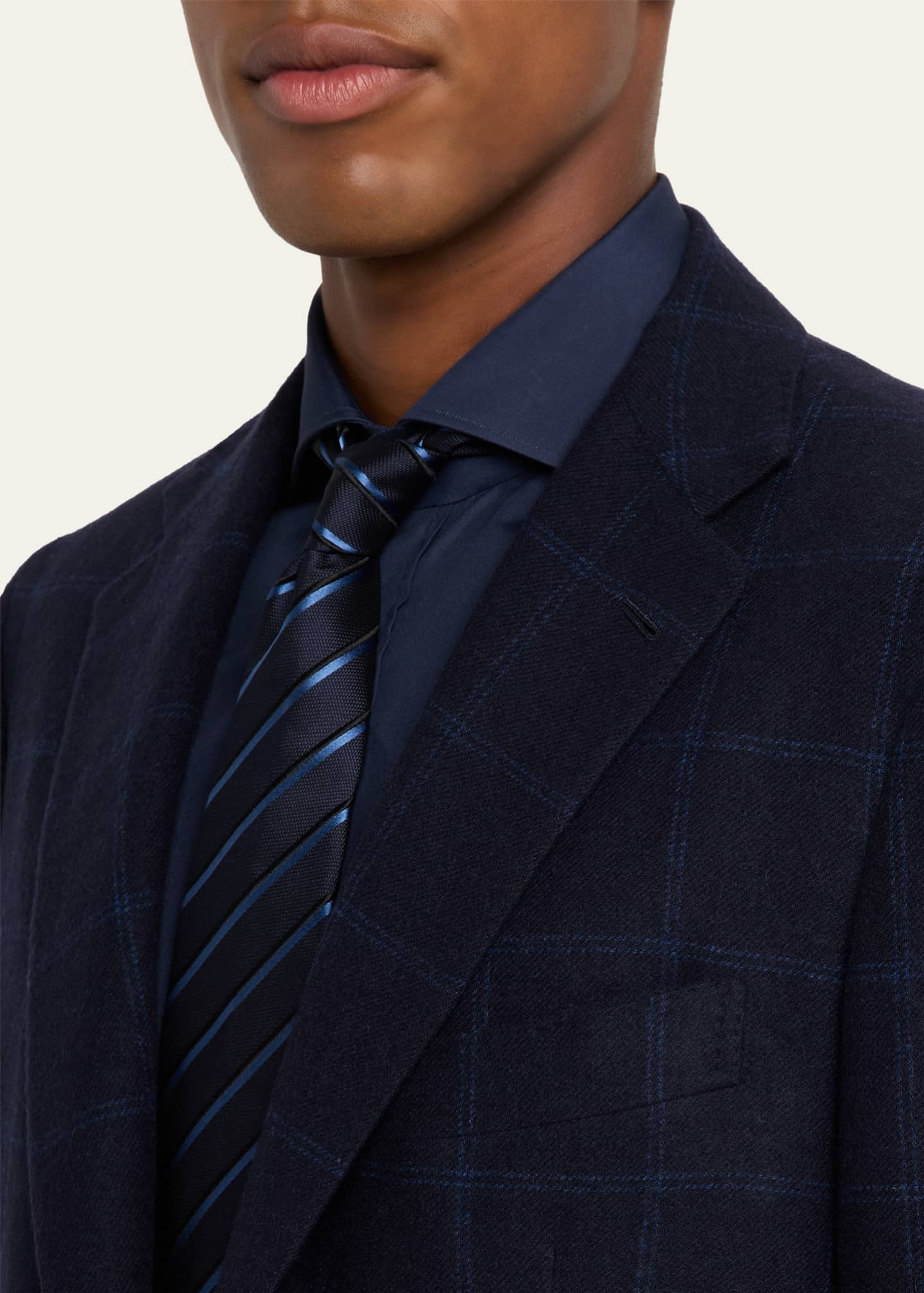 Kiton Men's Cashmere Windowpane Plaid Sport Coat Image 5 of 8