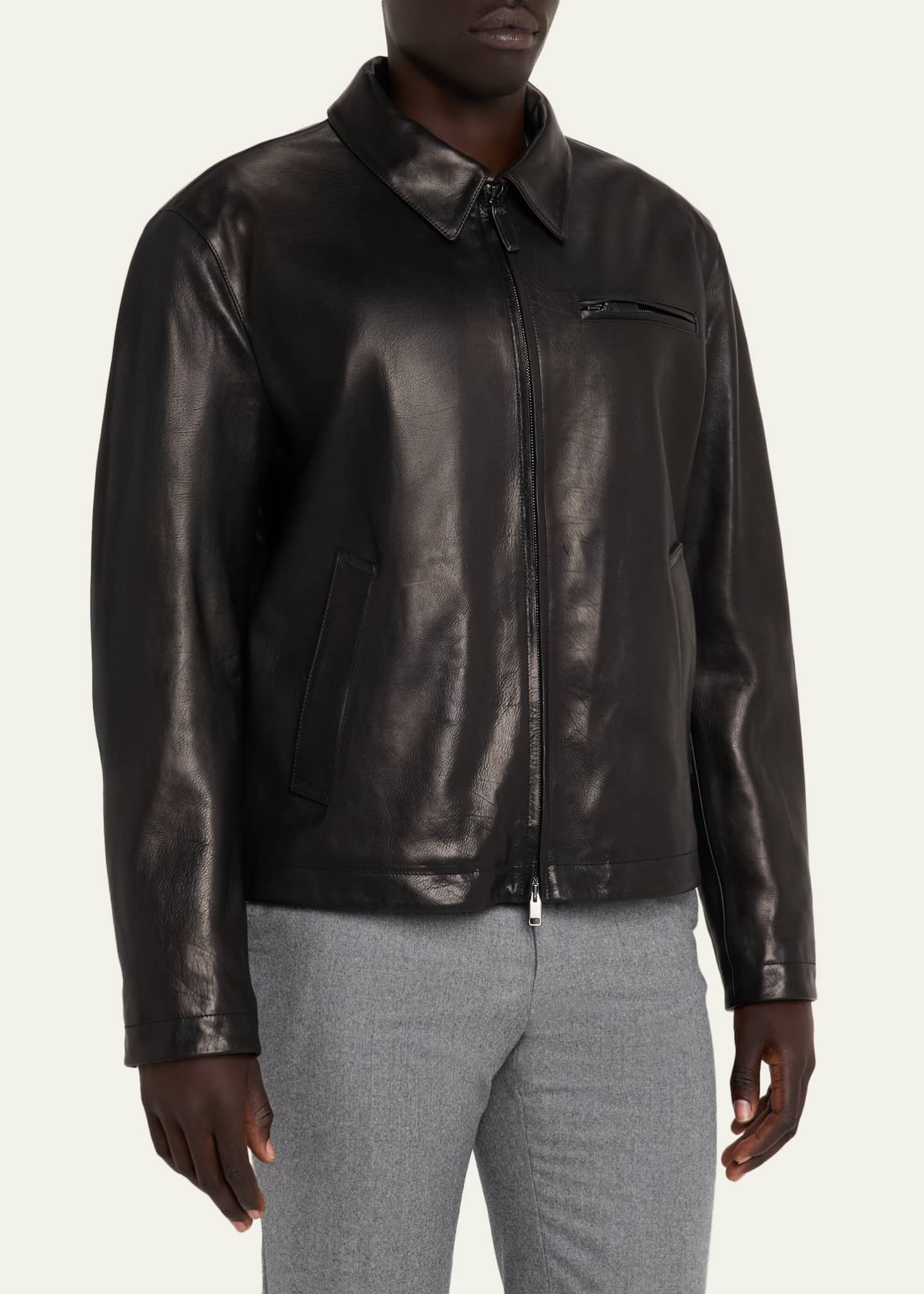 Brioni Men's Leather Moto Jacket Image 4 of 5