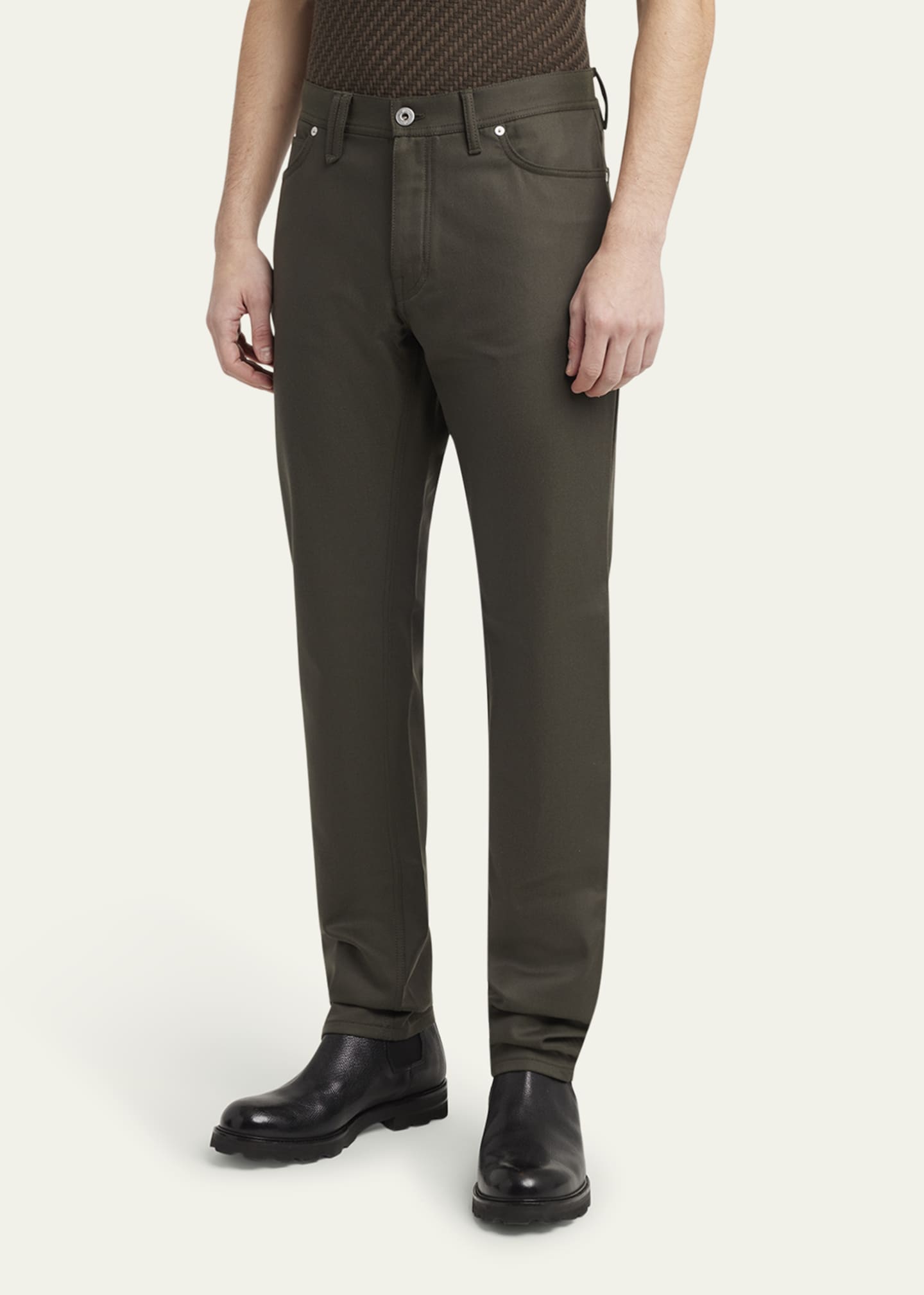 Brioni Men's Slim Twill Five-Pocket Pants Image 4 of 5