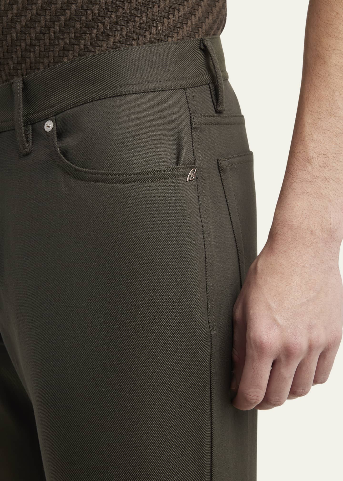 Brioni Men's Slim Twill Five-Pocket Pants Image 5 of 5