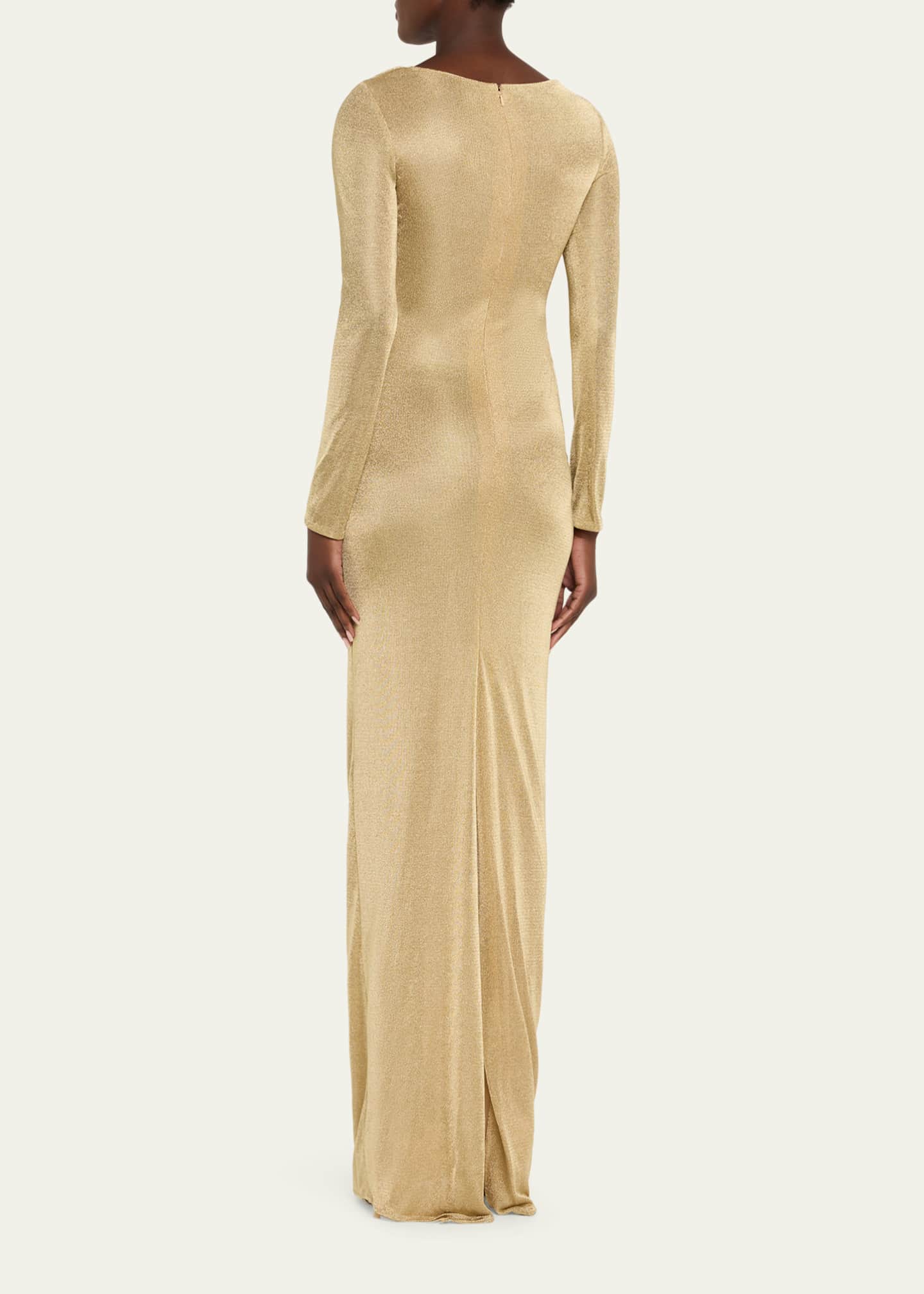 Oscar de La Renta Jersey Draped Gown - Metallic