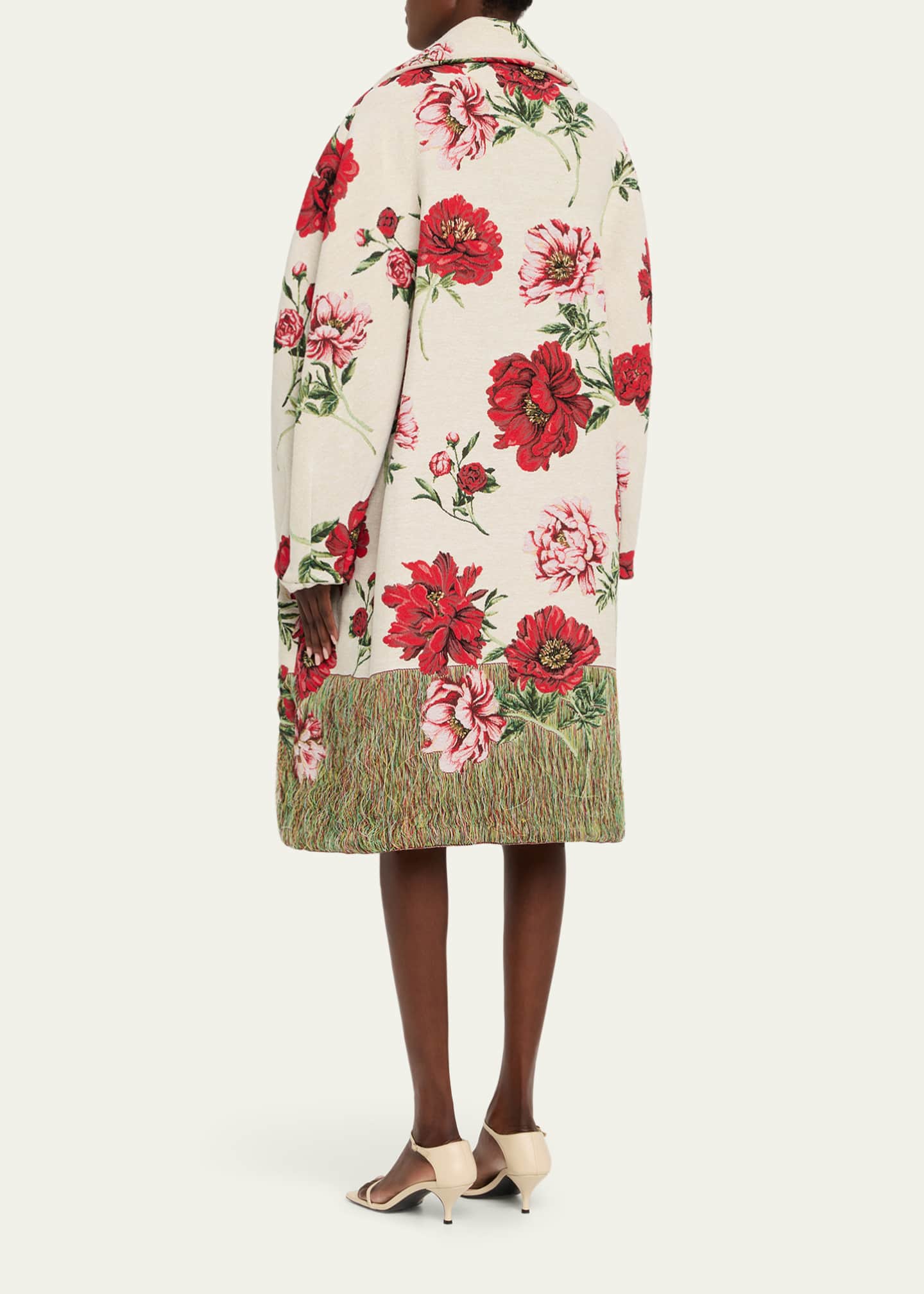 Oversized Peony Jacquard Coat