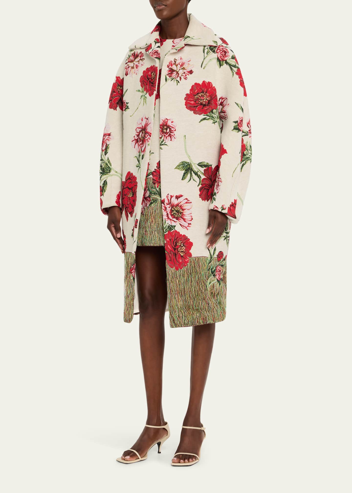 Oversized Peony Jacquard Coat