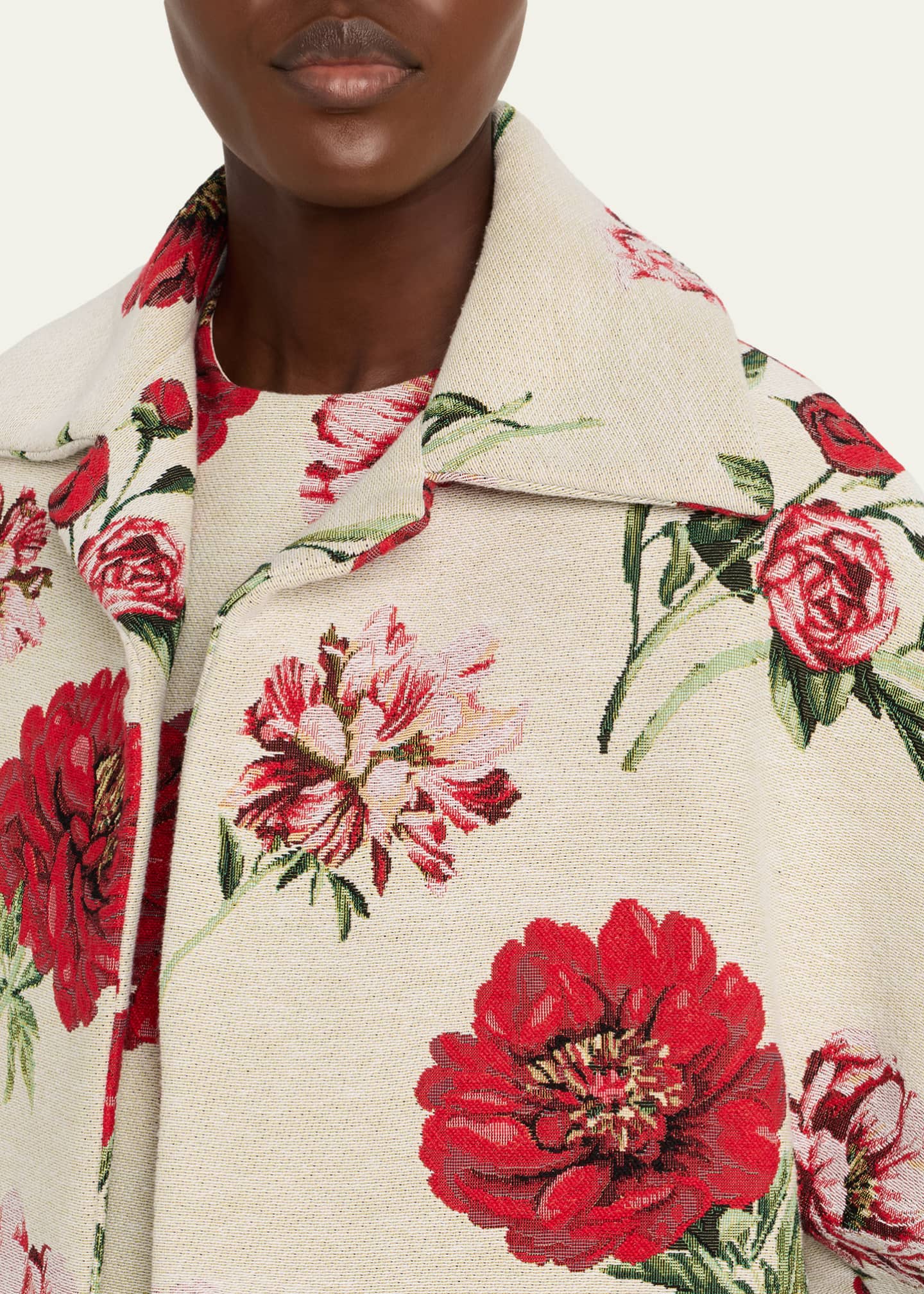 Oversized Peony Jacquard Coat