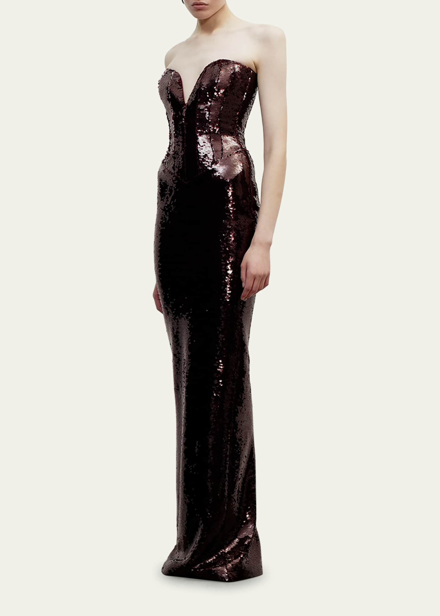 Azzurra Sequined Strapless Gown