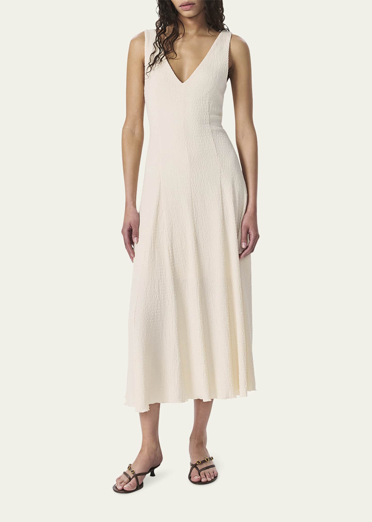 rag and bone midi dress Rag & Bone Stripe Knit Midi Dress | Button-Tie | Salmon