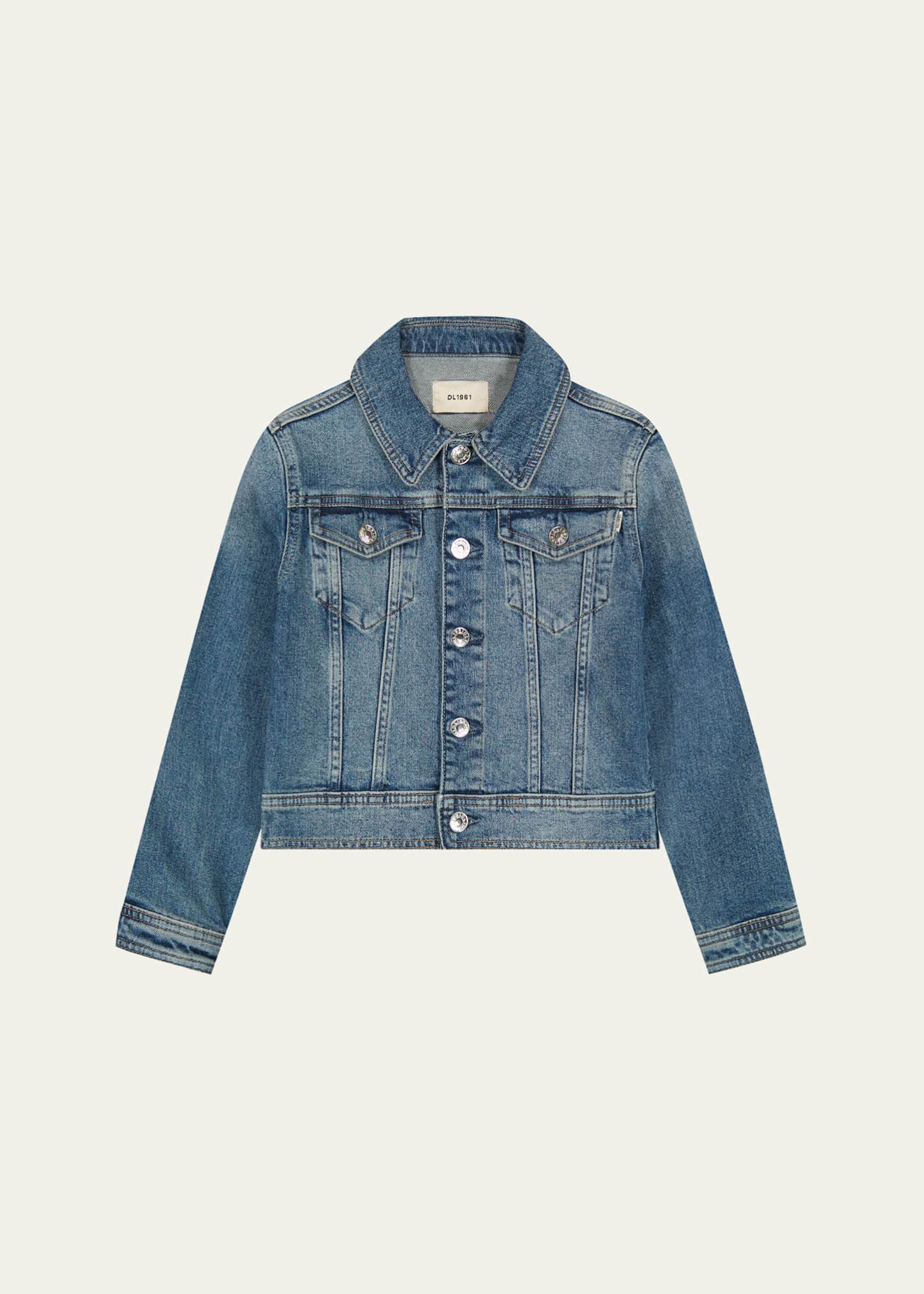 DL1961 Girl's Manning Denim Trucker Jacket, Size S-L Image 1 of 2