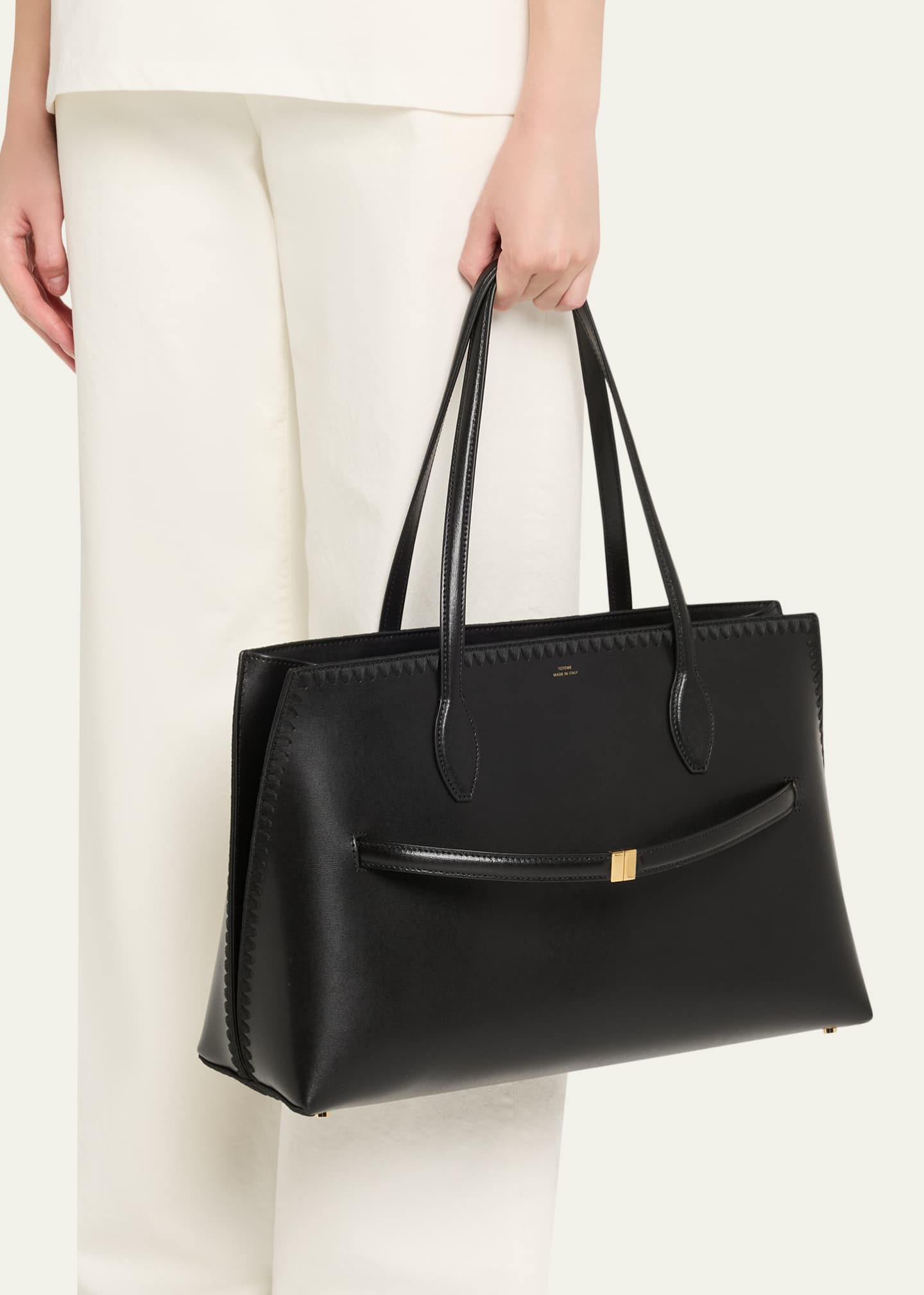 Toteme Embroidered Leather Lounge Tote Bag - Bergdorf Goodman