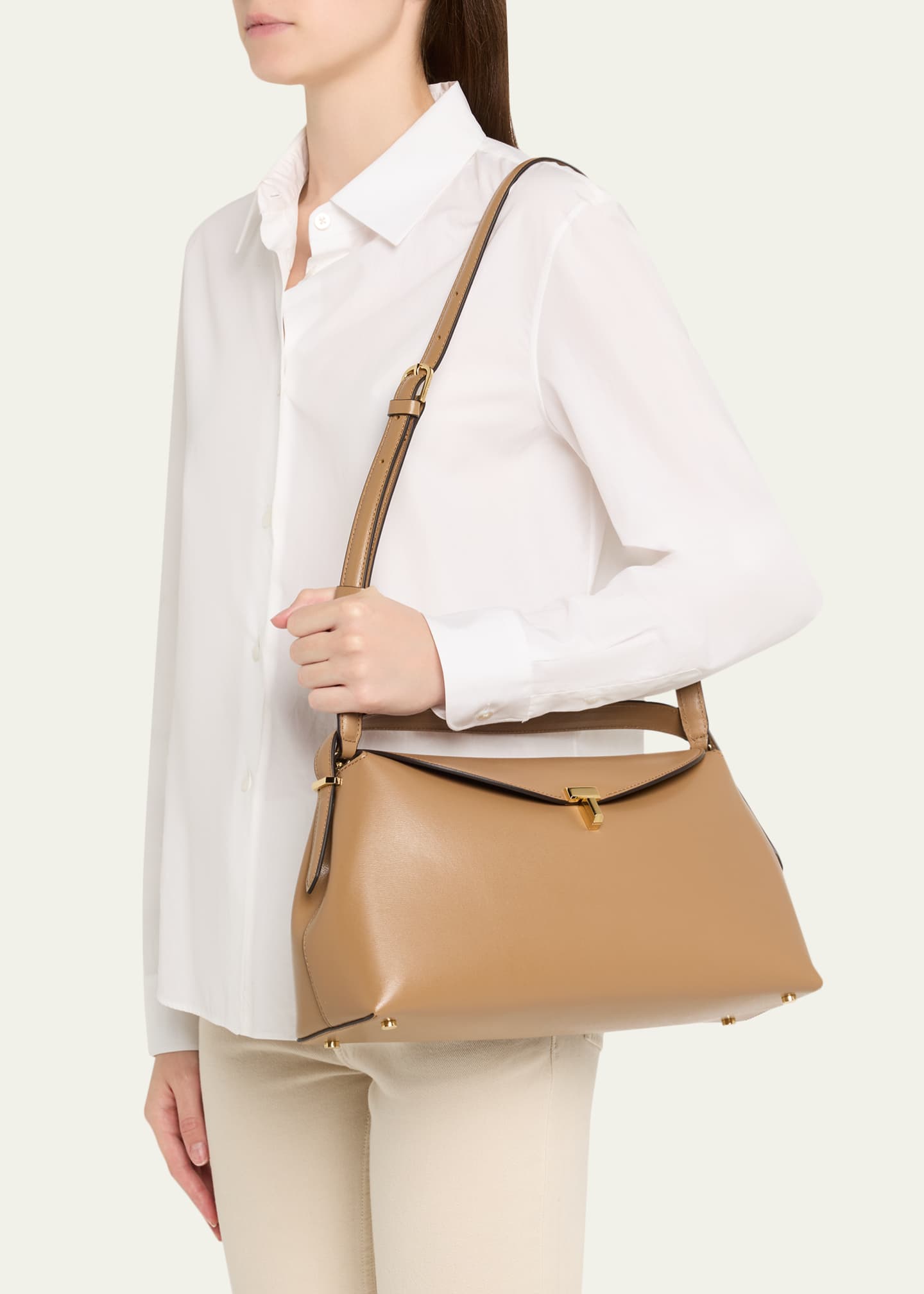 T-Lock Leather Top-Handle Bag