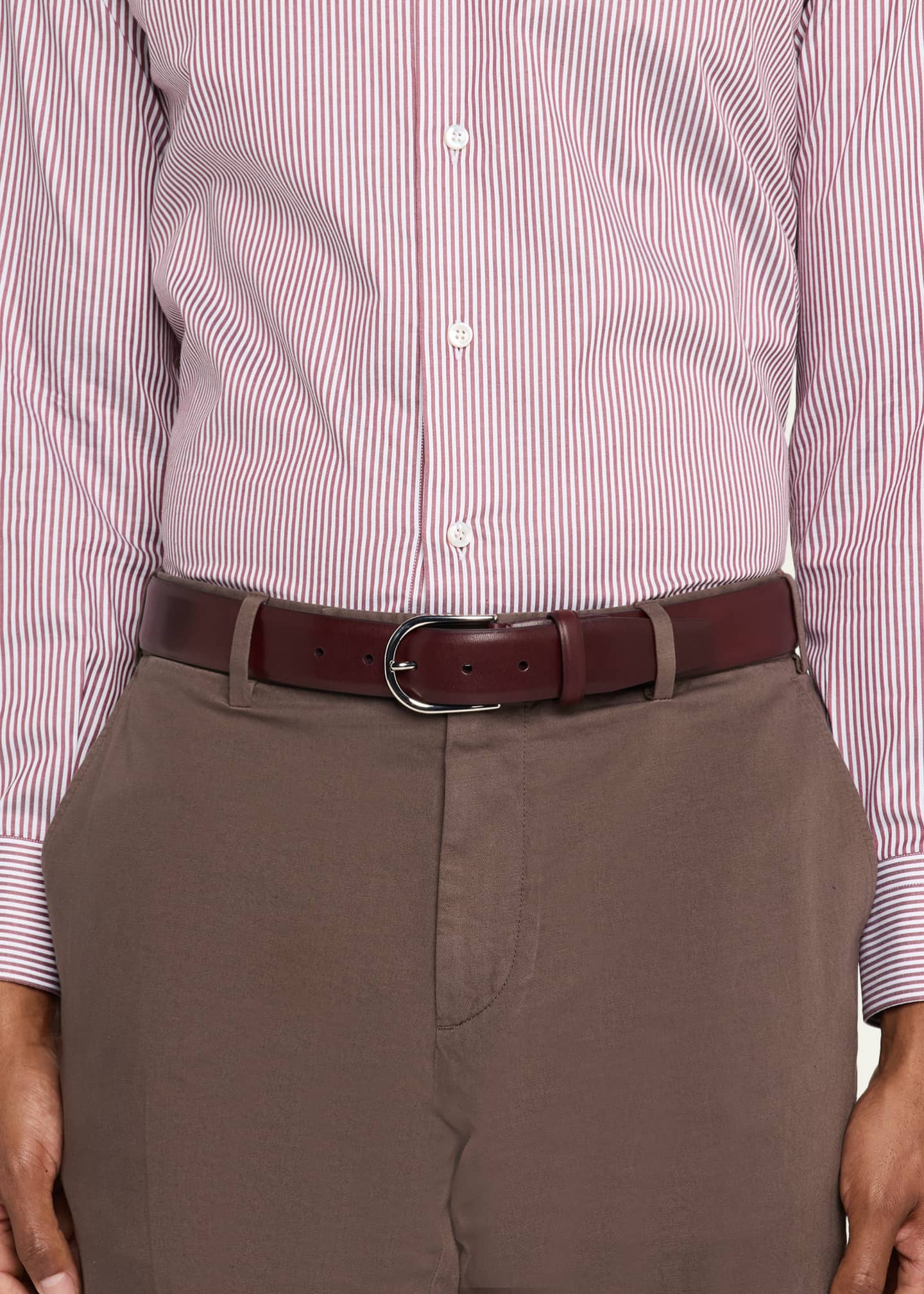 Brioni Men's Round-Buckle Leather Belt Image 2 of 2