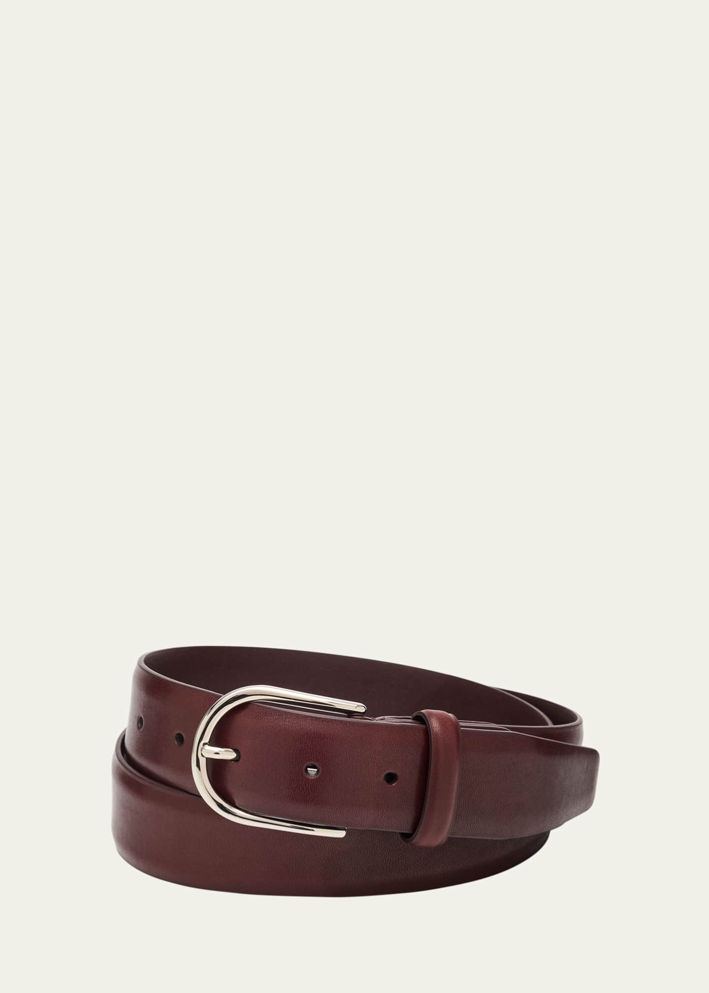 Brioni Men's Round-Buckle Leather Belt Image 1 of 2