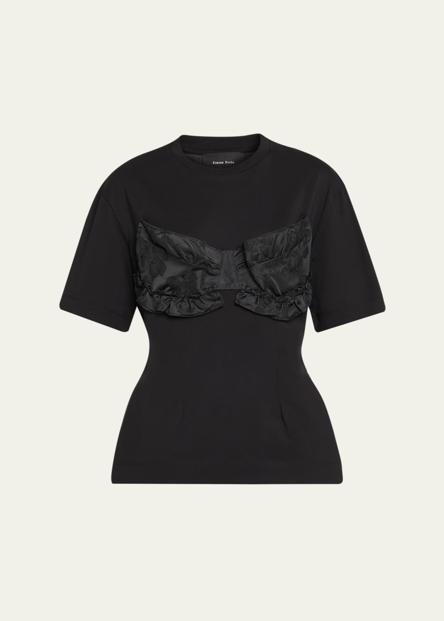 Simone Rocha Patchwork Frill Bust Detail T-Shirt Image 1 of 5