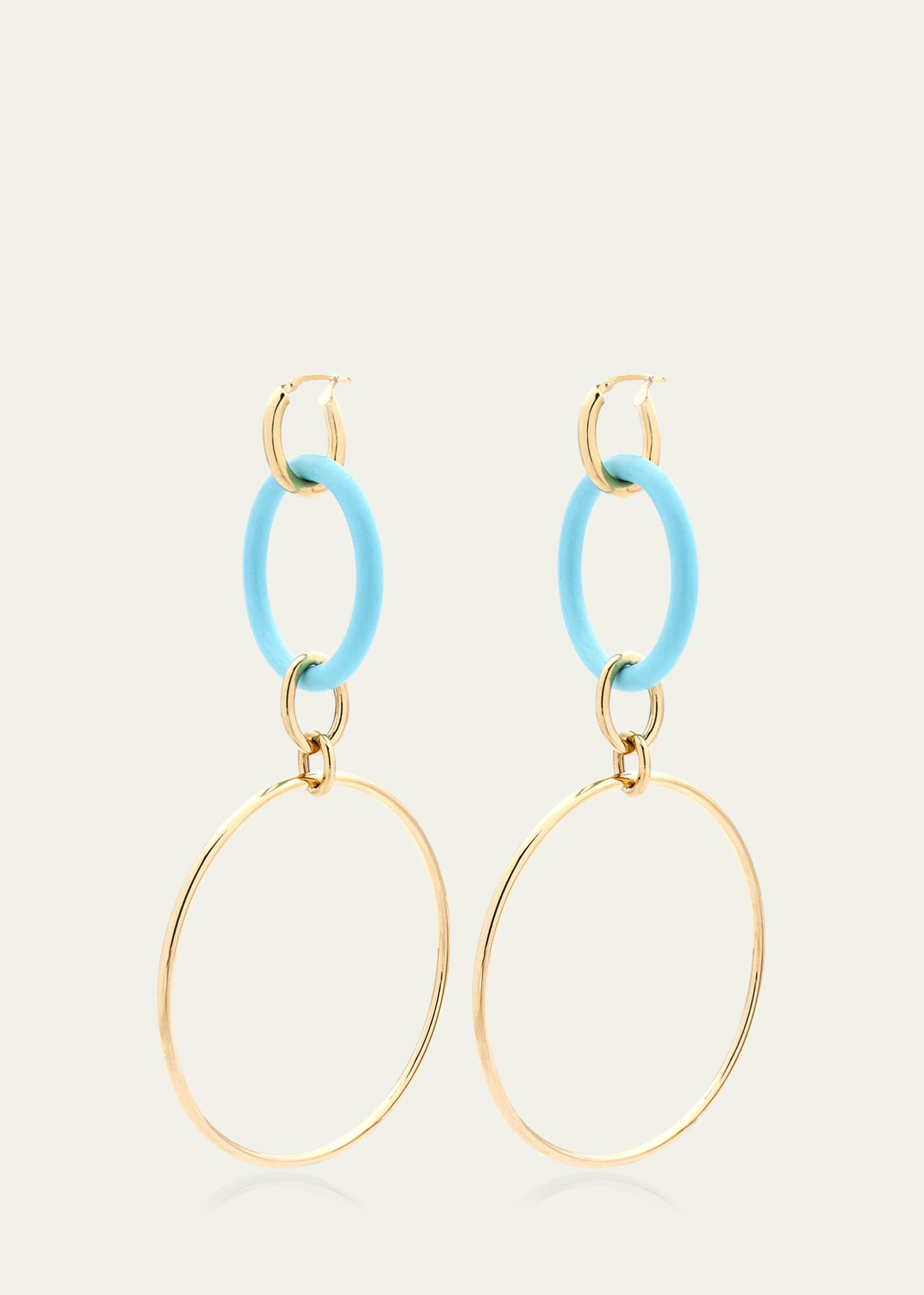 FARAONE MENNELLA by R.F.M.A.S. 18K Yellow Gold Large Turquoise Orbite Earrings Image 2 of 3